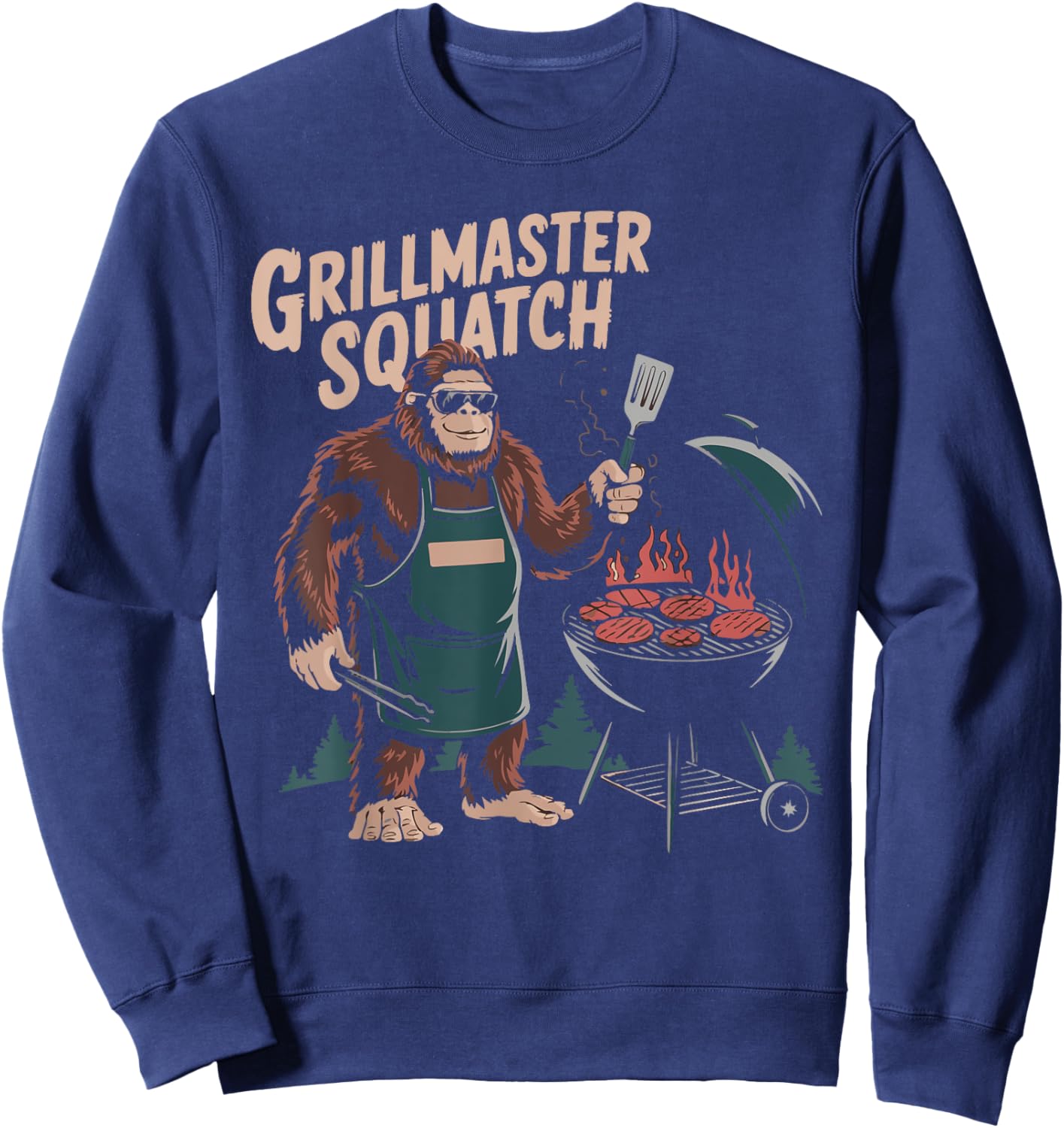 Grillmaster Sasquatch BBQ Lover Funny Grilling Barbeque Sweatshirt - Sweatshirt | Navy