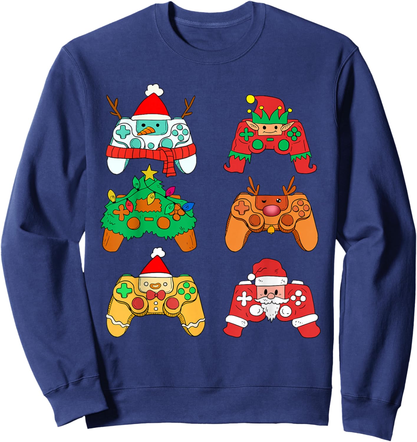 Christmas Santa Elf Gaming Controllers Gamer Xmas Boys Kids Sweatshirt - Sweatshirt | Navy