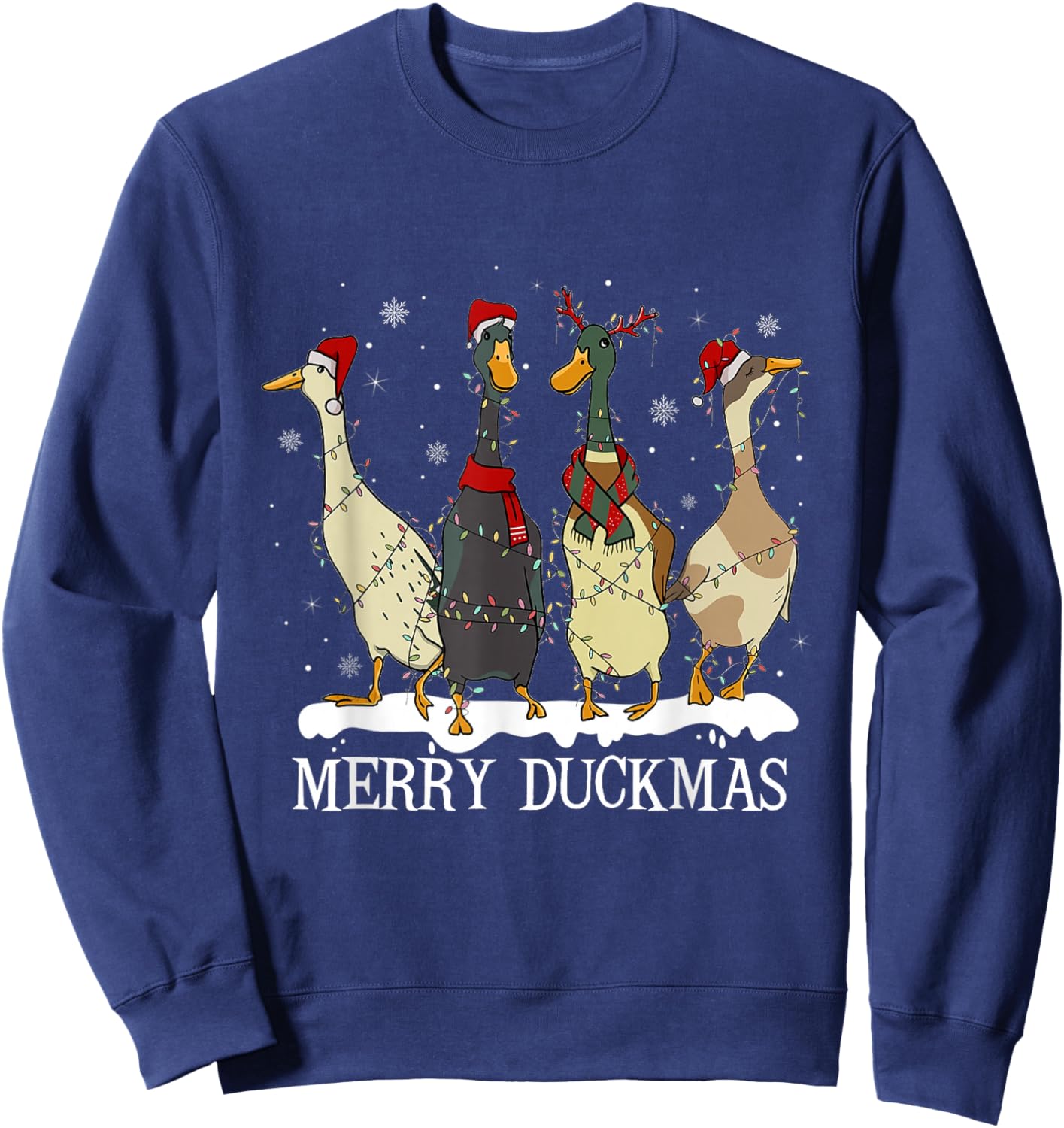 Merry Duckmas Funny Ducks Christmas Holiday Duck Lover Sweatshirt - Sweatshirt | Navy