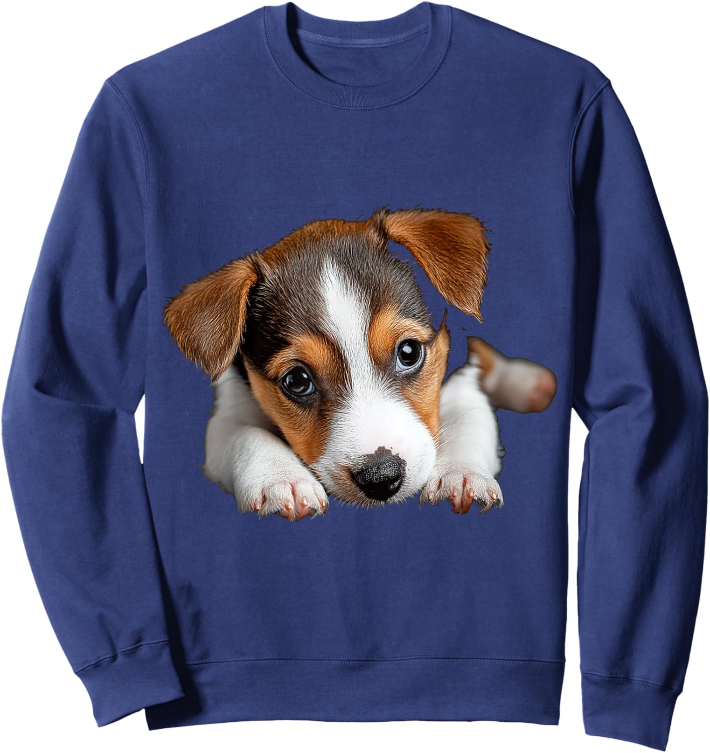 DogtastiQ -Adults & Kids Puppy Graphic Cartoon , Black, Small, Short Sleeve Sweatshirt - Sweatshirt | Navy