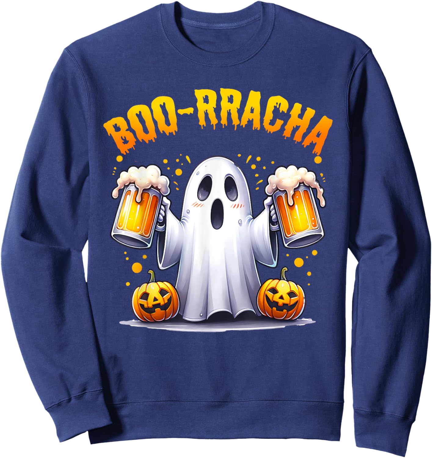 Boo-racha Funny Halloween Ghost Beer Design Borracha Sweatshirt - Sweatshirt | Navy