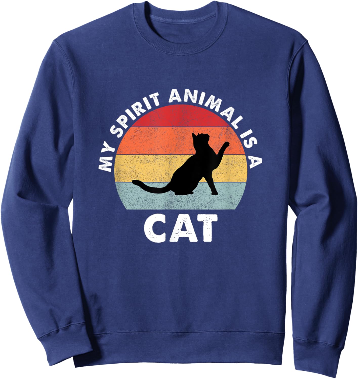 Vintage My Spirit Animal is a Cat Men Women Sweatshirt - Sweatshirt | Navy