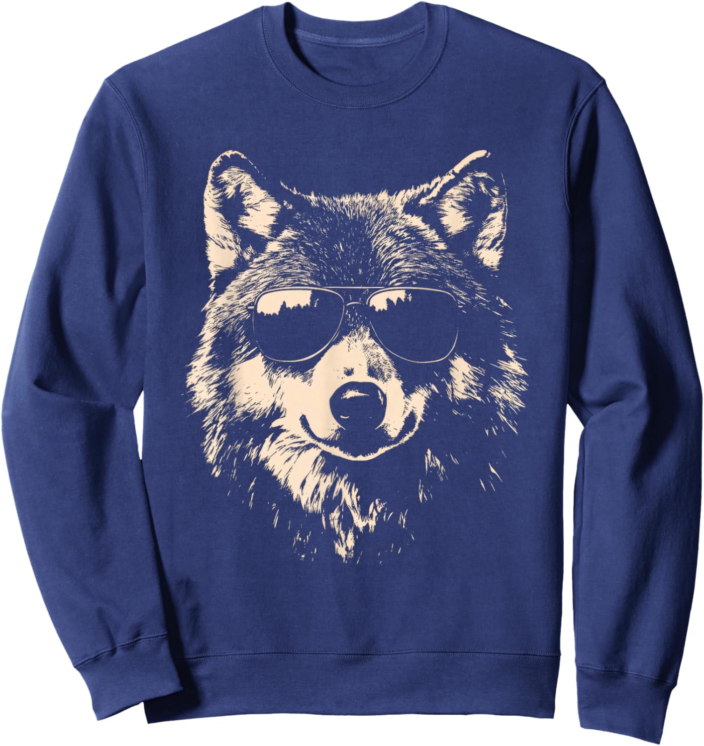 Funny Wolf Cool Rock and Roll Graphic Sweatshirt - Sweatshirt | Navy