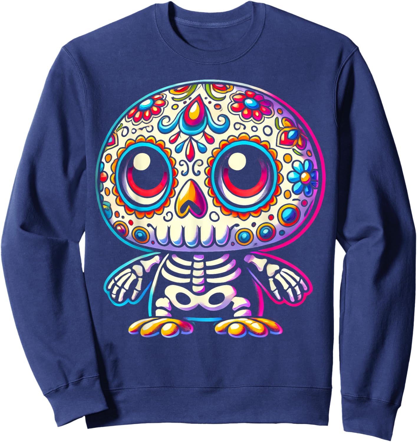 Adorable Día de Muertos Sugar Skull Penguin Day of the Dead Sweatshirt - Sweatshirt | Navy