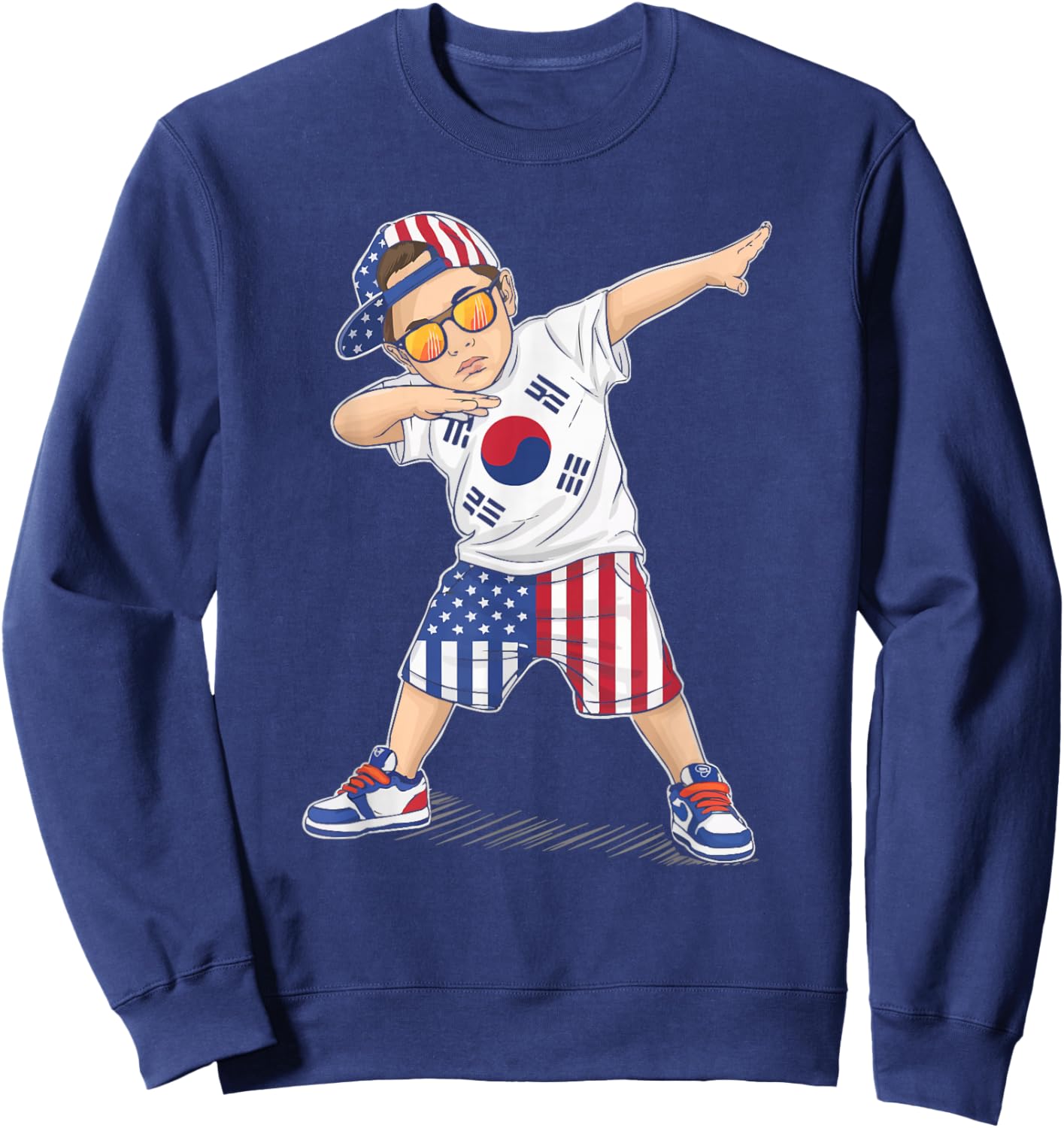 Half American Half Korean USA Flag South Korea America Sweatshirt - Sweatshirt | Navy