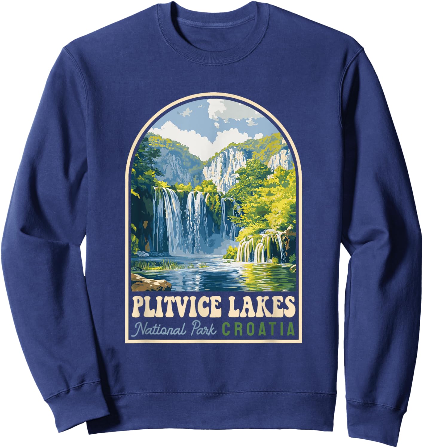 Plitvice Lakes National Park Croatia Souvenir Retro Sweatshirt - Sweatshirt | Navy