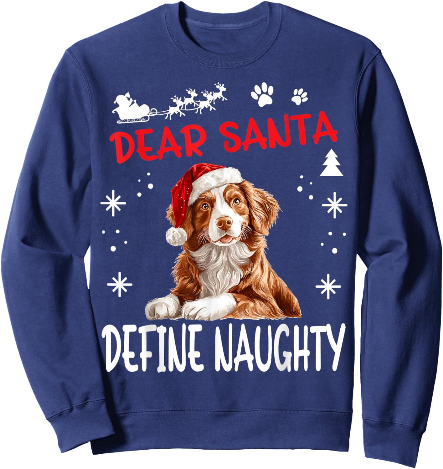 Cute Nova Scotia Duck Tolling Retriever Dog Christmas Dear Sweatshirt - Sweatshirt | Navy