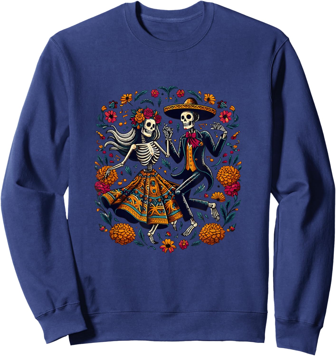 Dia De Los Muertos Skeletons Dancing Mexican Day Of The Dead Sweatshirt - Sweatshirt | Navy