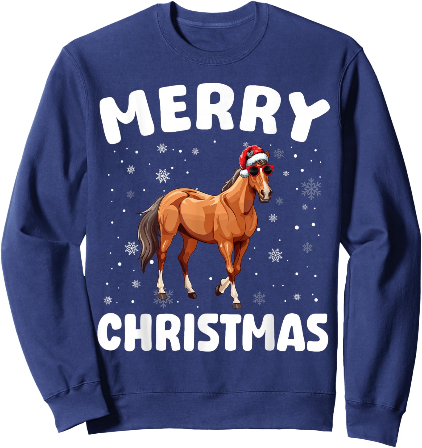 Merry Christmas Horse Merry Xmas Funny Boy Girl Kids Sweatshirt - Sweatshirt | Navy