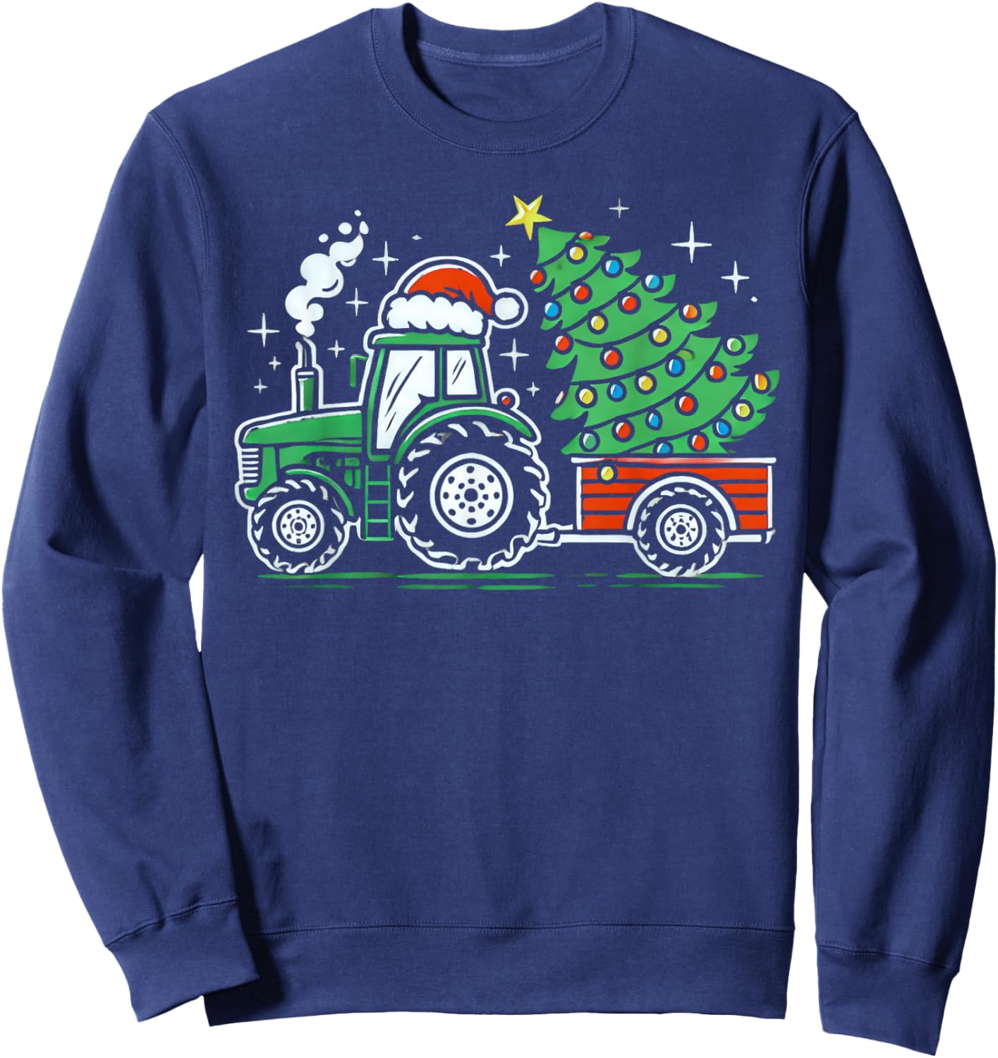 Farm Truck Christmas Tree Tractor Farmer Xmas Boys Kids Sweatshirt - Sweatshirt | Navy