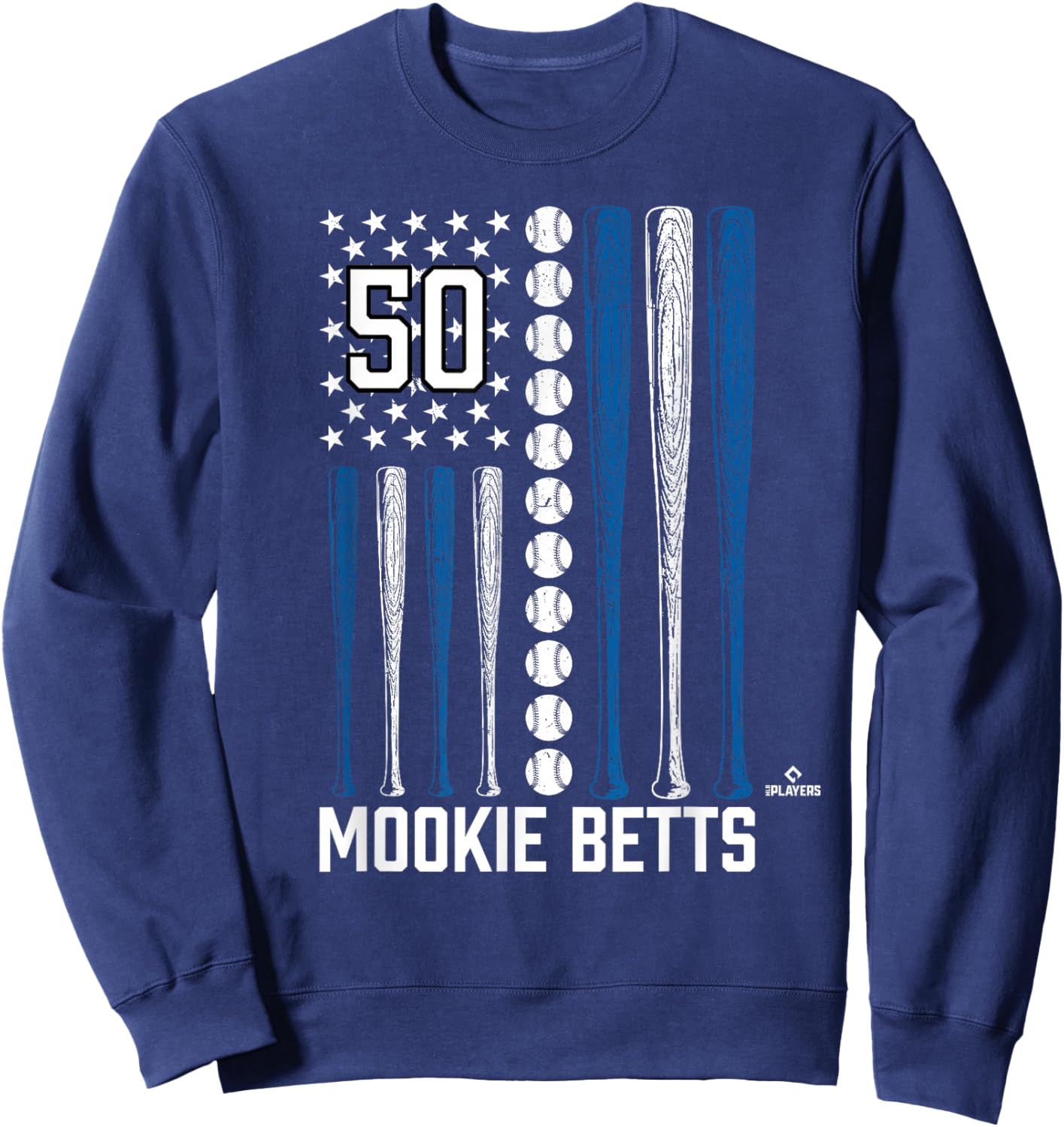 Baseball American Flag Mookie Betts Los Angeles Baseball Sweatshirt - Sweatshirt | Navy
