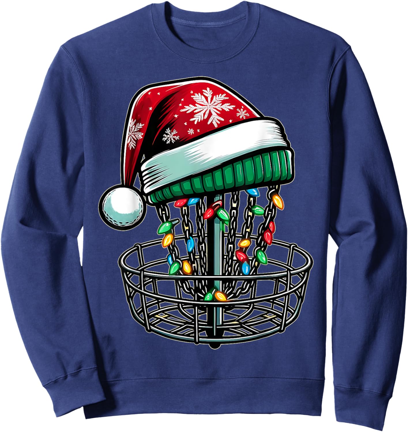 Disc Golf Disc Golfing Disc Golfer Christmas Hat Xmas Sweatshirt - Sweatshirt | Navy