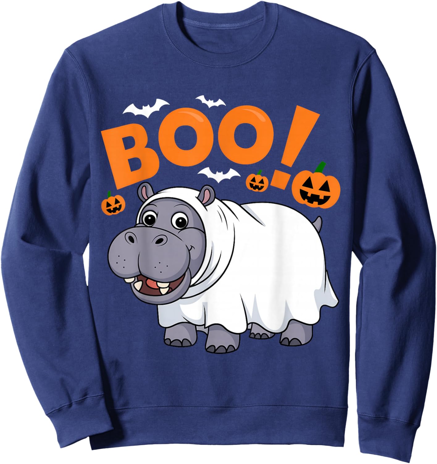 Boo Hippo Halloween Costume Hippopotamus Africa Animal Fun Sweatshirt - Sweatshirt | Navy