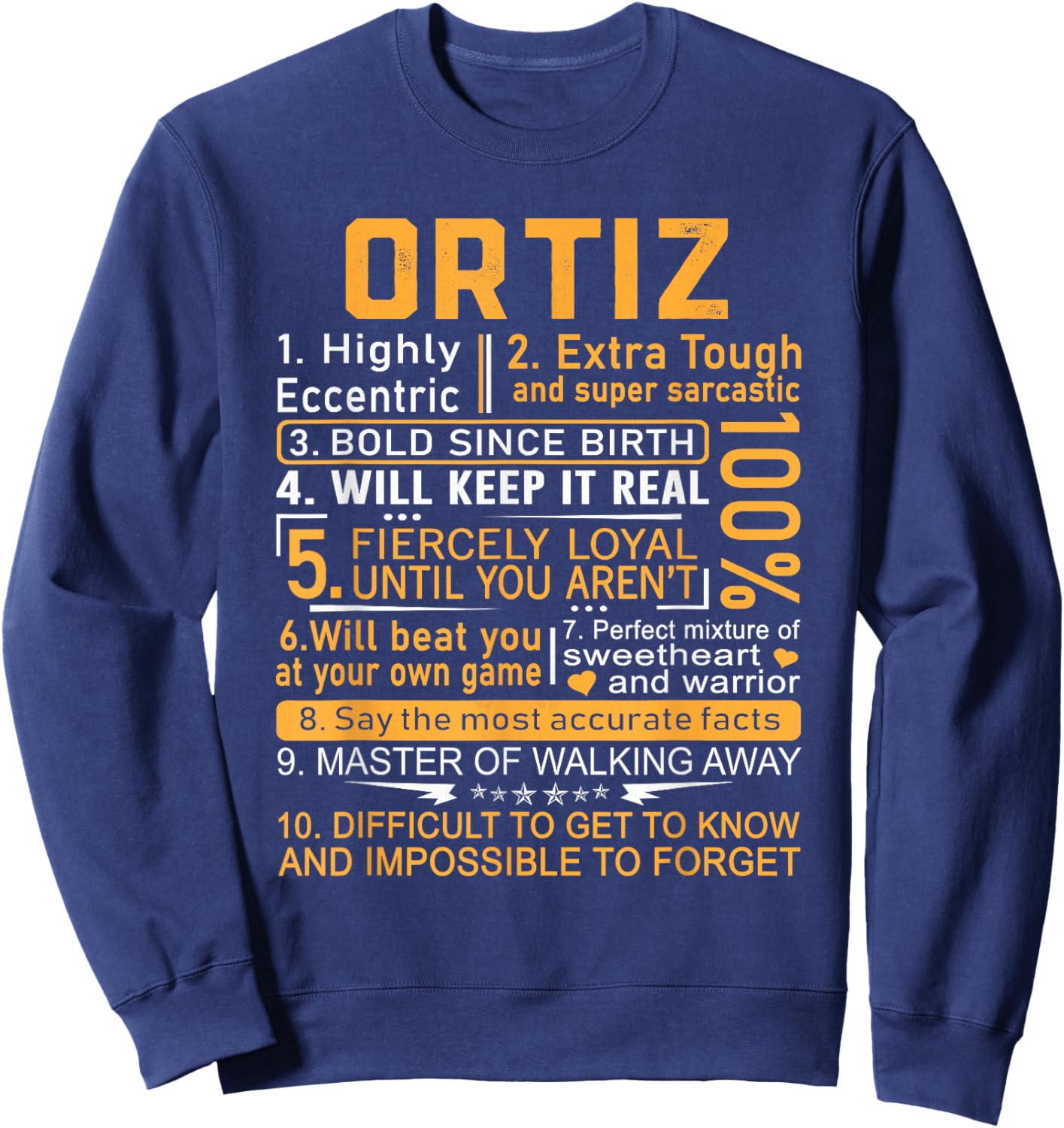 Ortiz Name Shirt Personalized Ortiz Last Name Sweatshirt - Sweatshirt | Navy