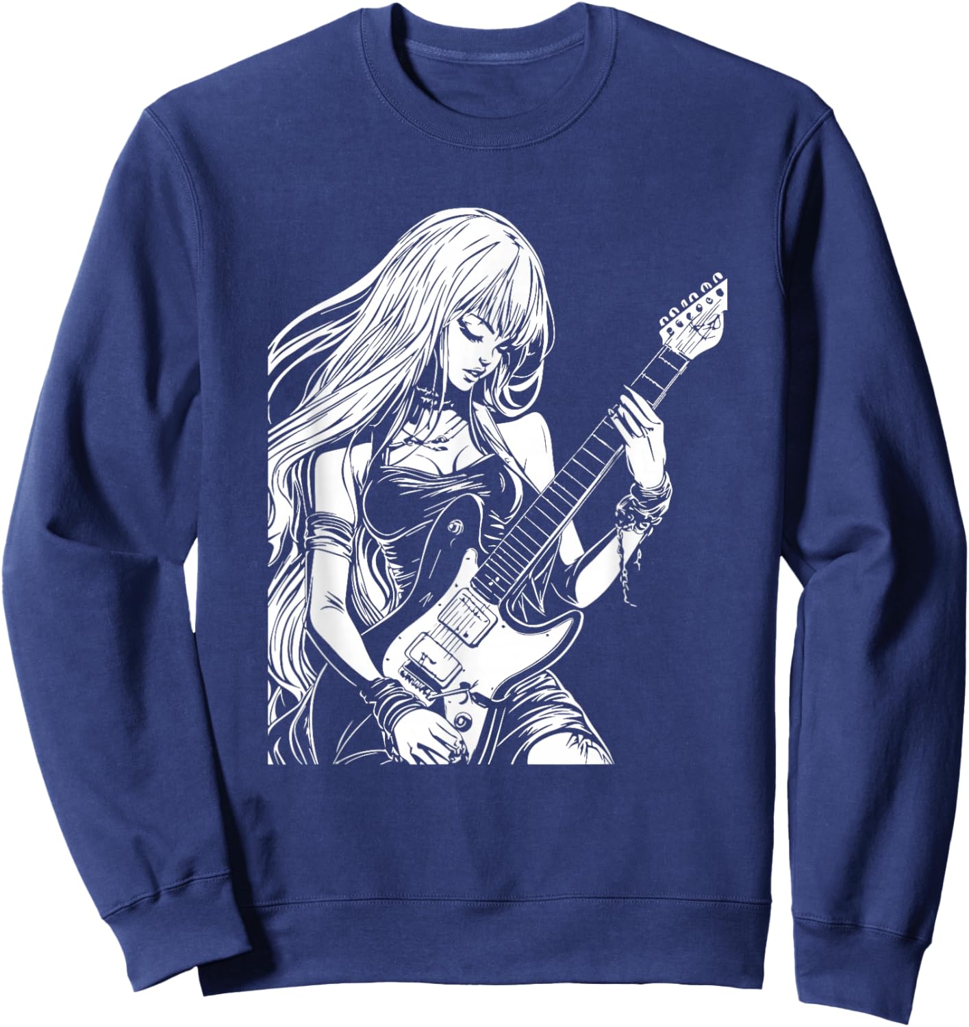Anime Aesthetic Soft Grunge Waifu Anime Rock Girl Sweatshirt - Sweatshirt | Navy