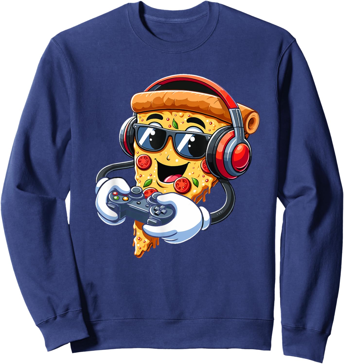 Gamer Pizza Video Gaming Boy Enthusiast Gamer Teen Sweatshirt - Sweatshirt | Navy