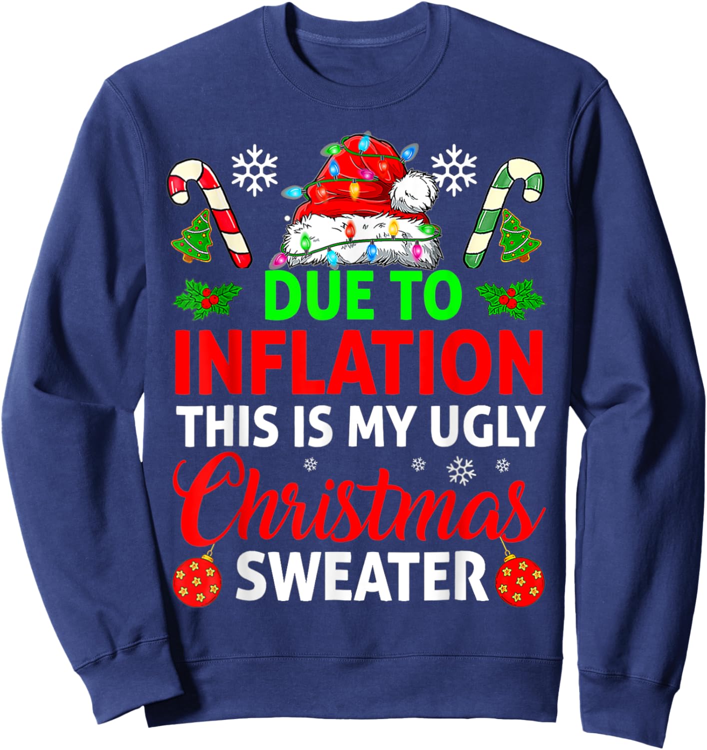 Due To Inflation This Is My Ugly Sweater For Christmas Sweatshirt - Sweatshirt | Navy