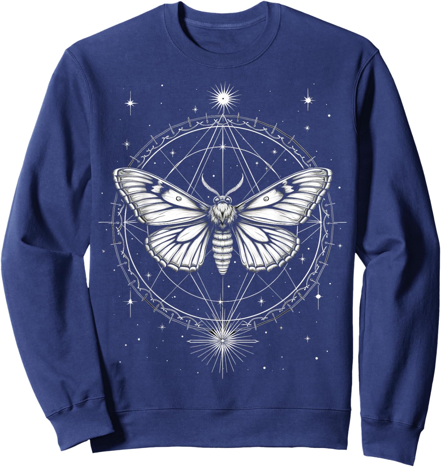 Mystical Moth Stars Celestial Sweatshirt - Sweatshirt | Navy