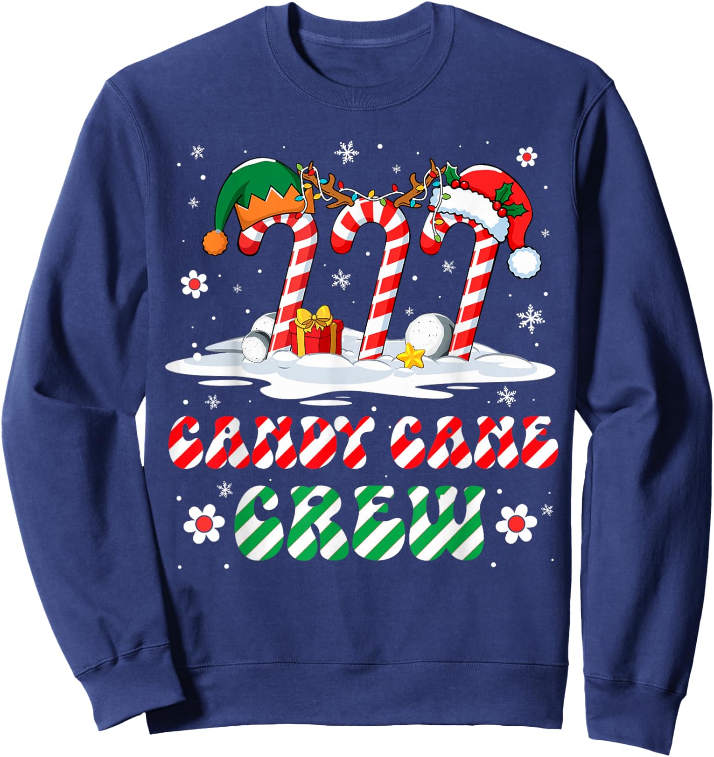 Candy Cane Crew Christmas Xmas Santa Kids Groovy Sweatshirt - Sweatshirt | Navy