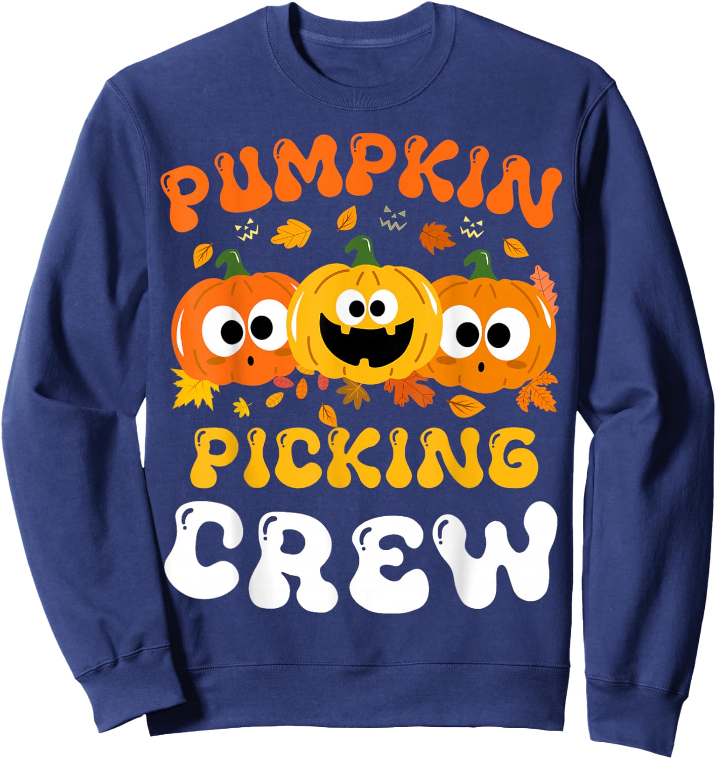 Pumpkin Picking Crew 2025 Funny Cousin Crew Halloween Famer Sweatshirt - Sweatshirt | Navy