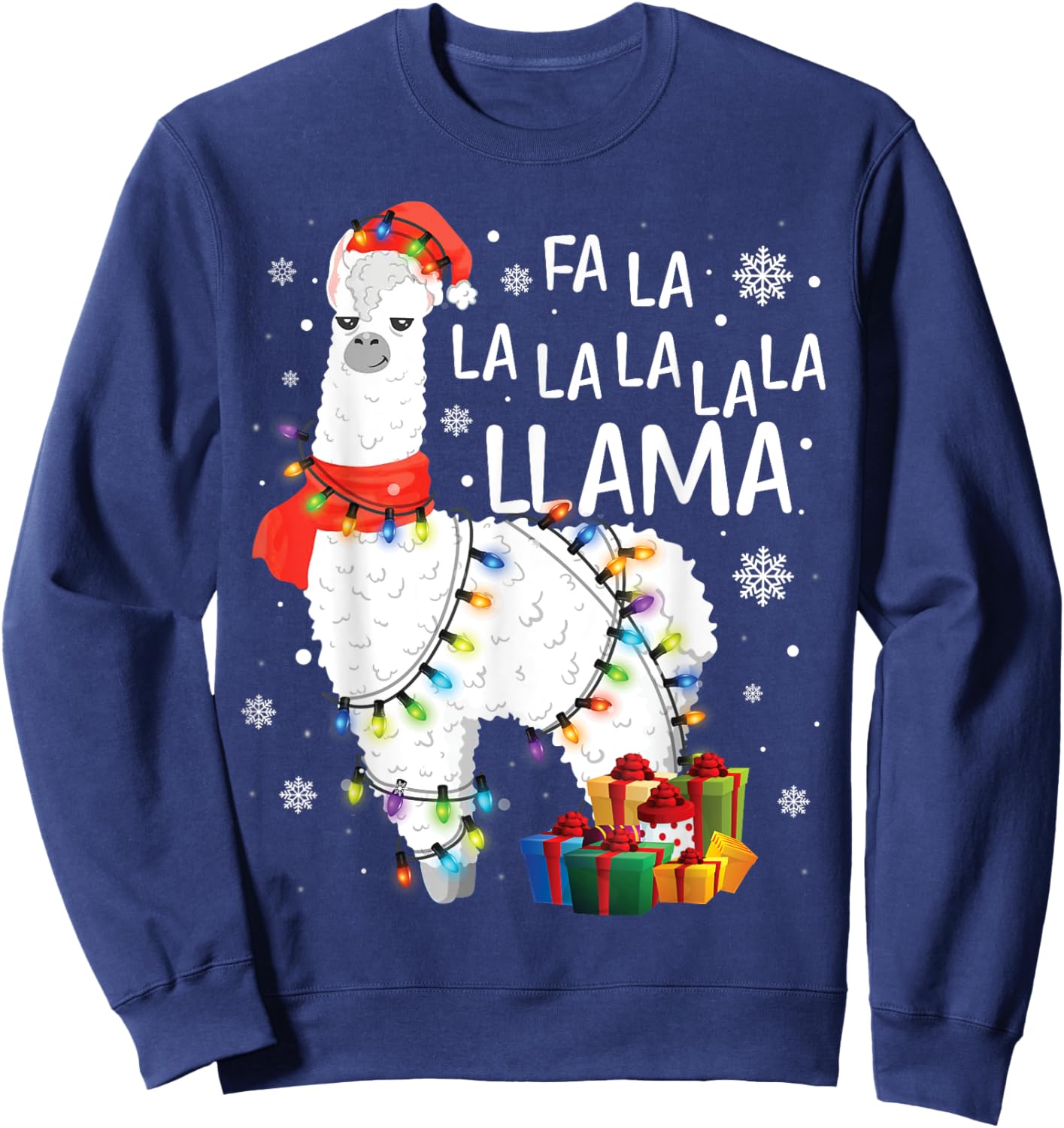 Fa La La Llama Christmas Funny Lllama Lover Xmas Pajamas Sweatshirt - Sweatshirt | Navy