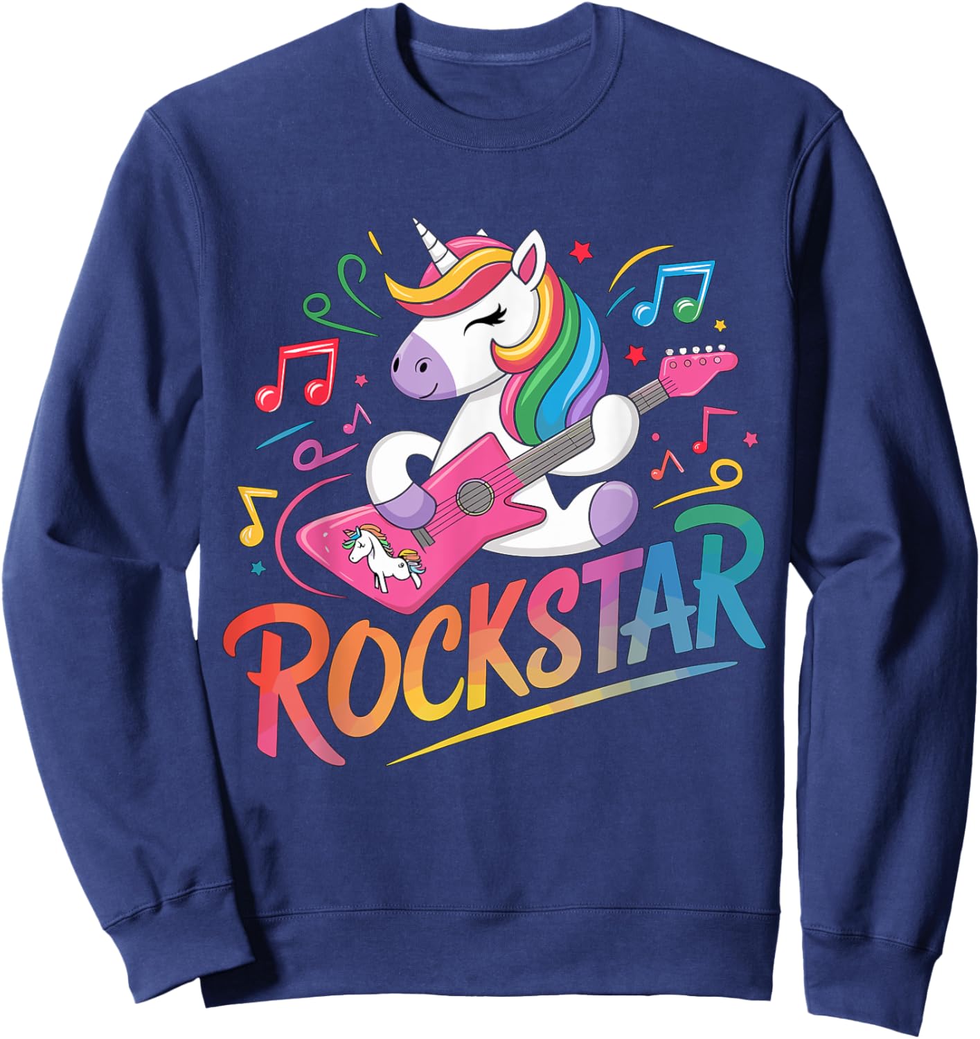 Rockstar Unicorn Guitar Guitarist Sweatshirt - Sweatshirt | Navy