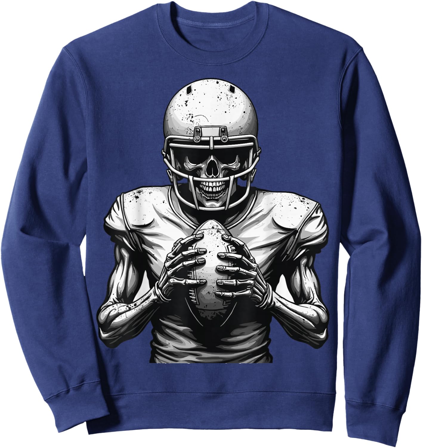 Halloween Skeleton Football Player Spooky Sports Graphic Sweatshirt - Sweatshirt | Navy