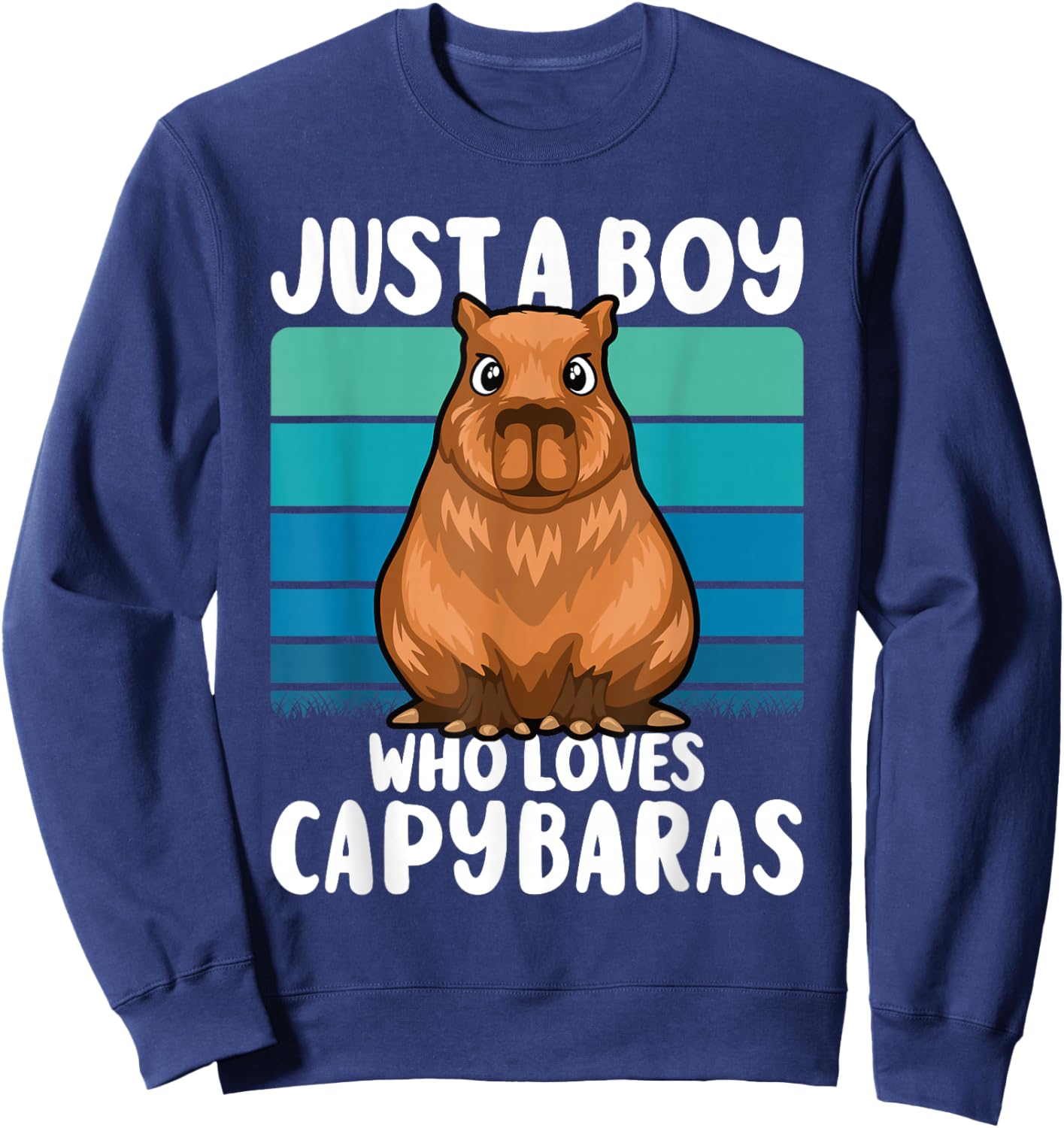 Just A Boy Who Loves Capybaras Funny Capybara Boys Kids Sweatshirt - Sweatshirt | Navy