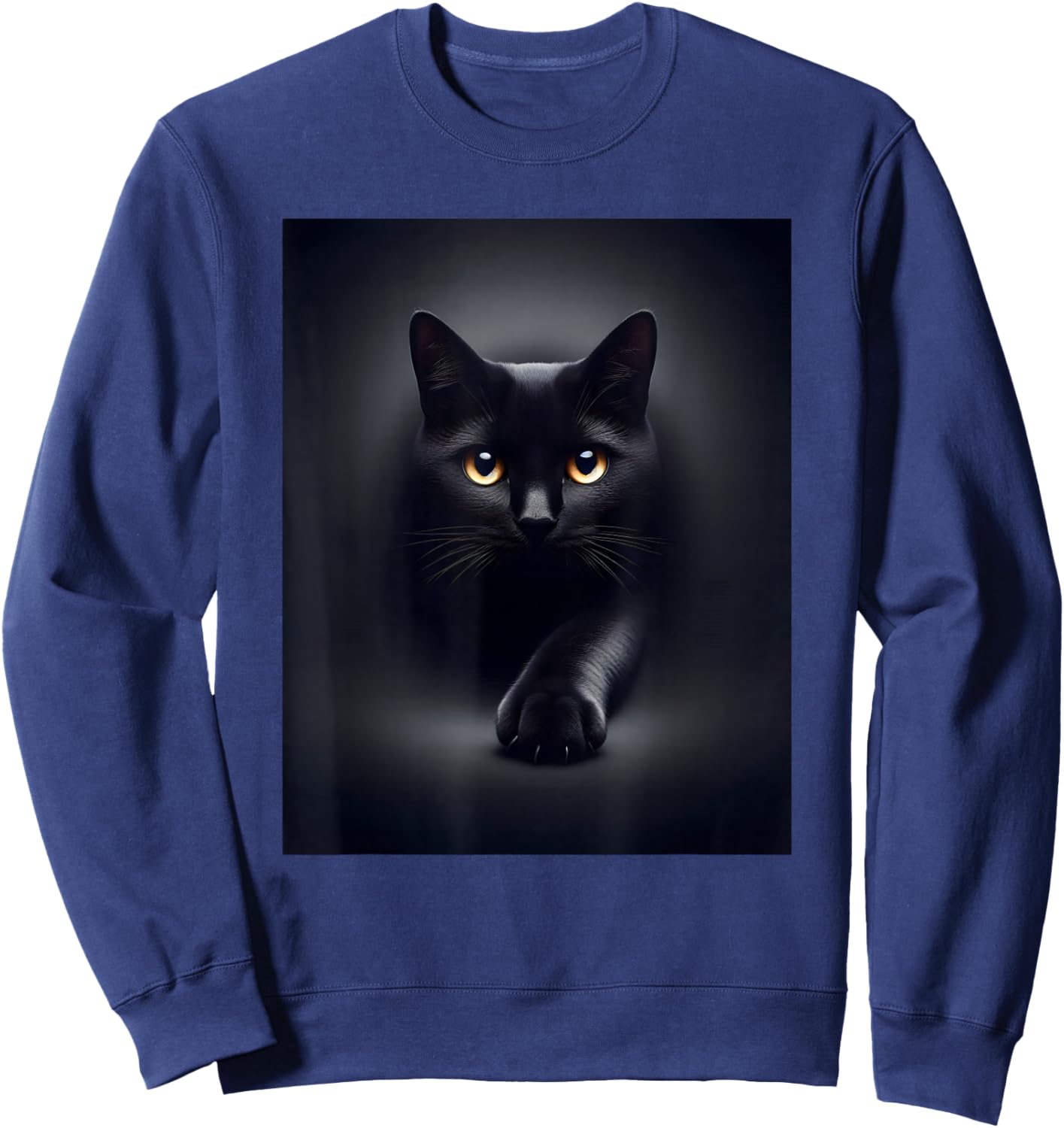 Black Cat Yellow Eyes Women Kids Sweatshirt - Sweatshirt | Navy