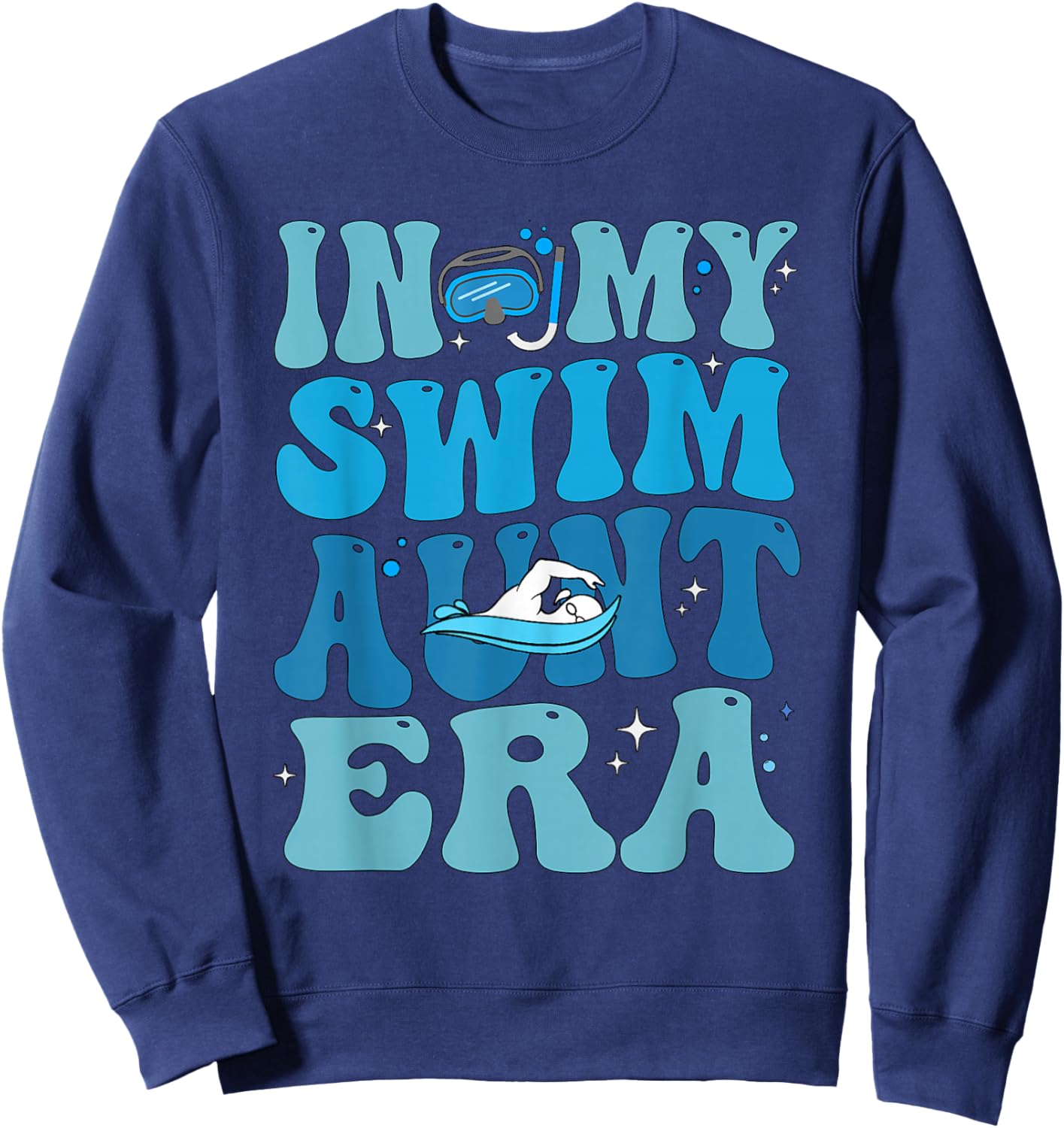 Groovy In My Swim Aunt Era Swim Aunt Funny Retro Sweatshirt - Sweatshirt | Navy