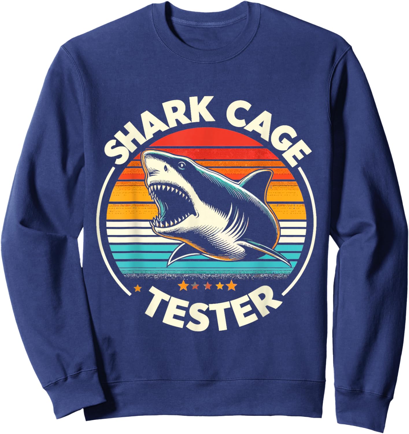 Retro Shark Cage Tester Recovery Funny Leg Arm Amputee Sweatshirt - Sweatshirt | Navy