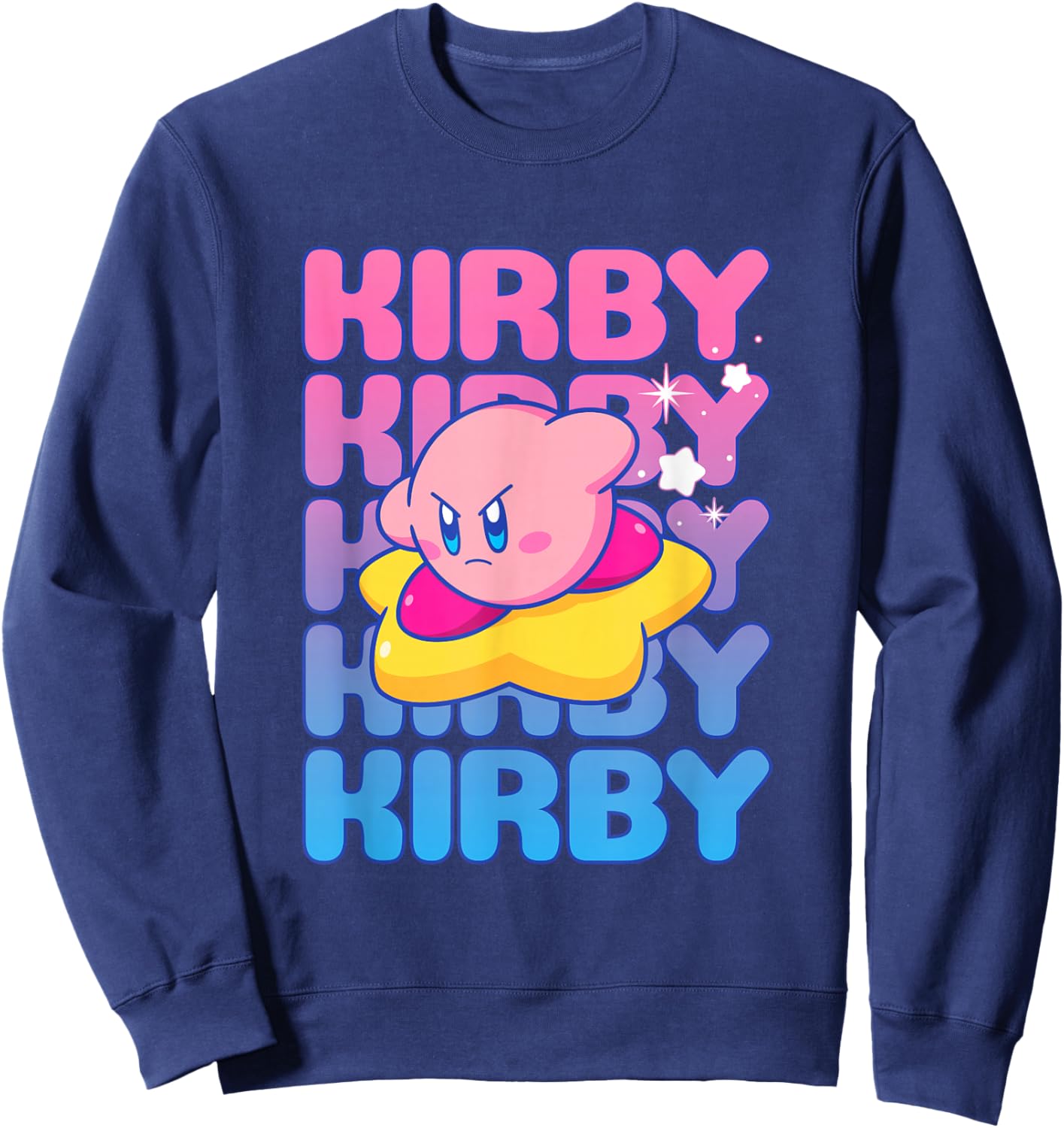 Kirby Nintendo Big Bubble Text Stack Sweatshirt - Sweatshirt | Navy