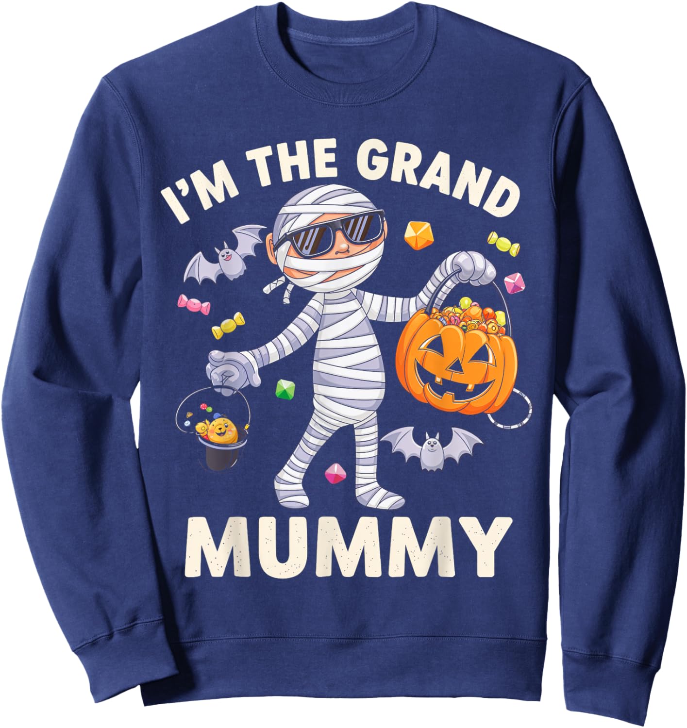 I'm The Grand Mummy Halloween Costume Mummy Candy Sweatshirt - Sweatshirt | Navy
