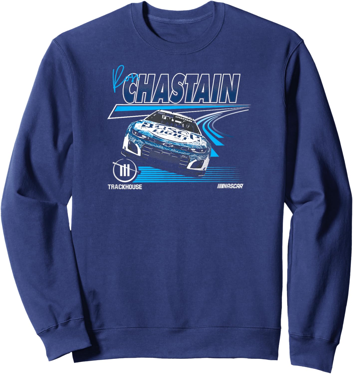 NASCAR - Ross Chastain Trackhouse Race Lines Black Sweatshirt - Sweatshirt | Navy