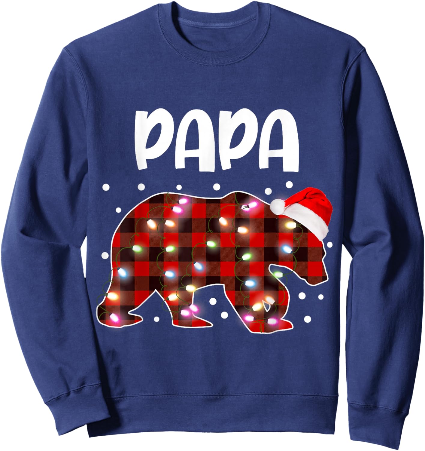 Papa Bear Red& Black Plaid Flannel Christmas Family Pajamas Sweatshirt - Sweatshirt | Navy