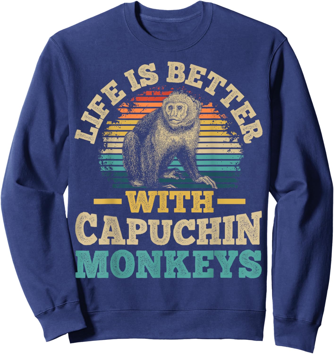 Monkey and Capuchin Monkey Design for a Capuchin Monkey fan Sweatshirt - Sweatshirt | Navy