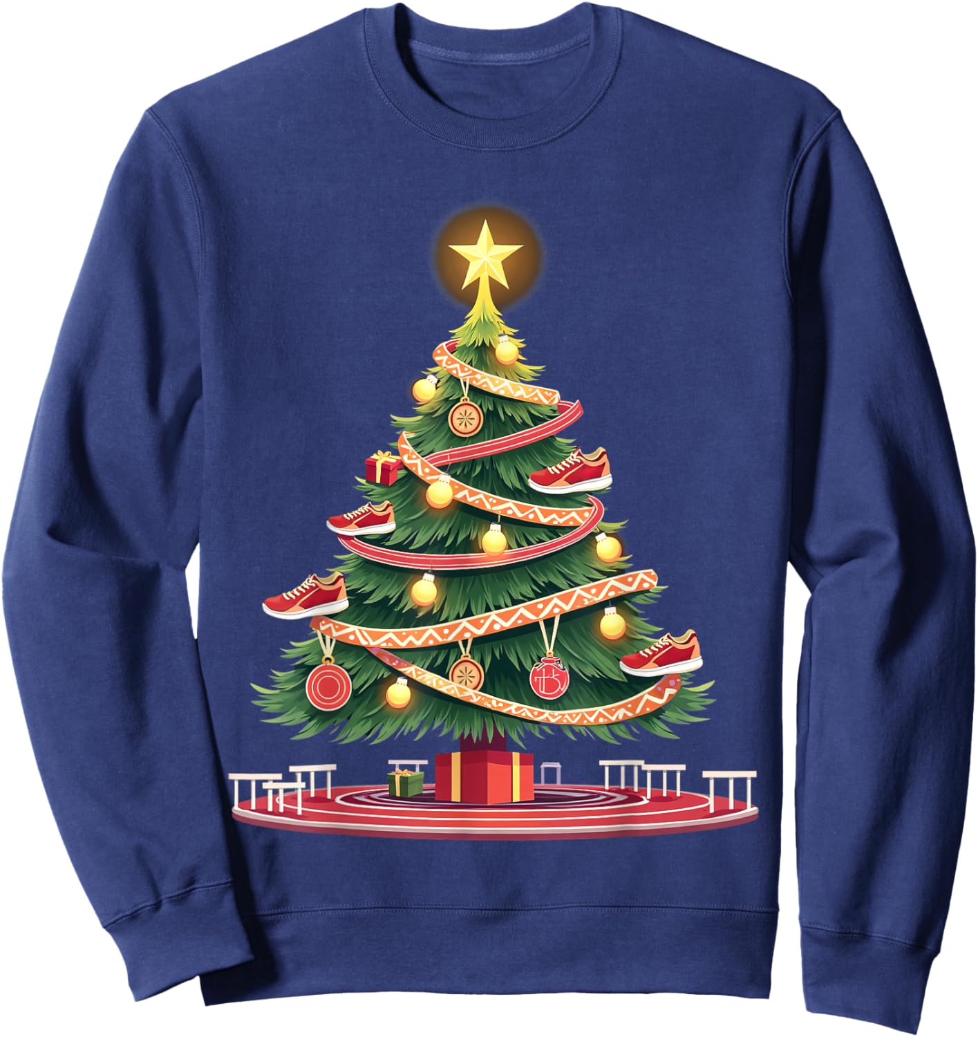 Track and Field Christmas Tree Funny Sports Lover for Runner Sweatshirt - Sweatshirt | Navy
