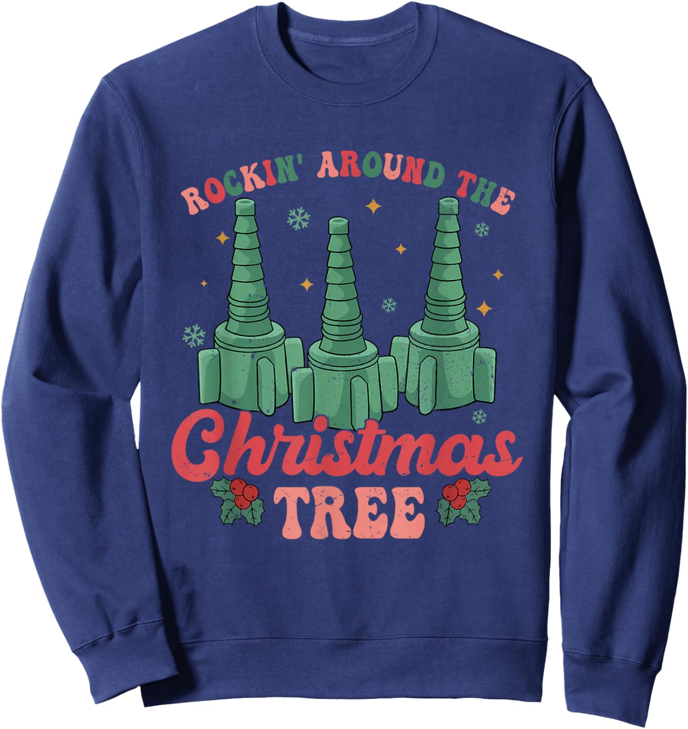 Rocking Around The Christmas Tree Respiratory Therapist Xmas Sweatshirt - Sweatshirt | Navy