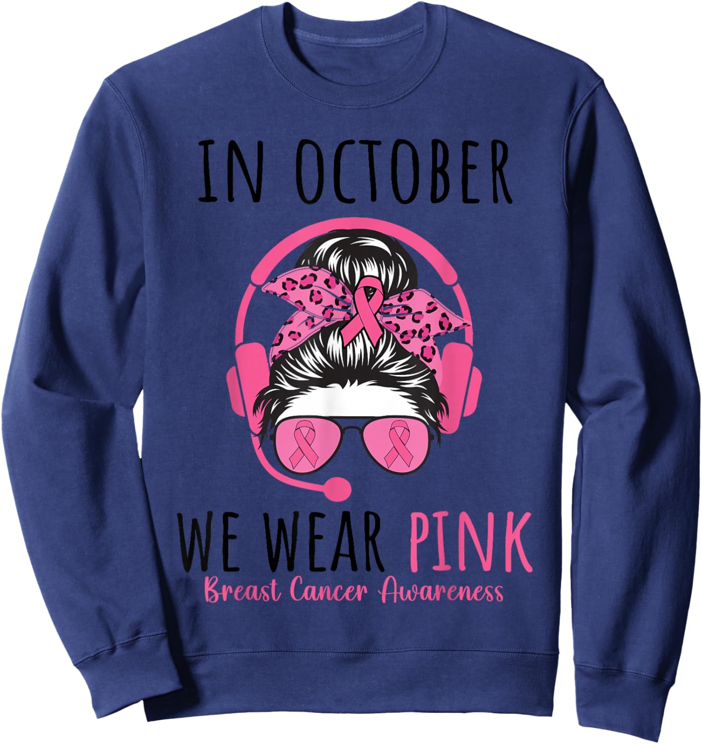 Dispatcher Breast Cancer Awareness Pink Ribbon Women Sweatshirt - Sweatshirt | Navy