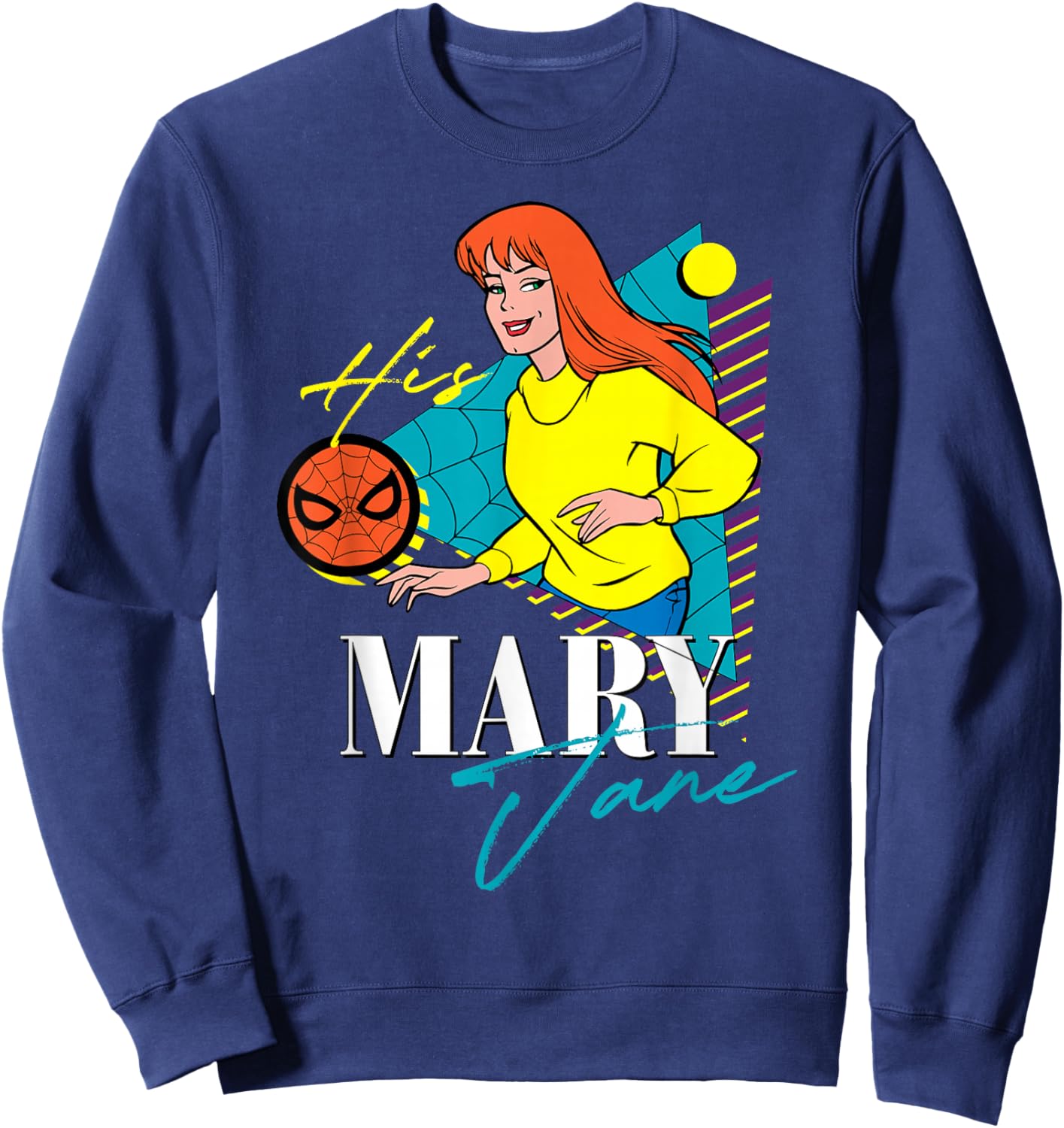 Marvel Spider-Man Retro Couples Matching His Mary Jane Sweatshirt - Sweatshirt | Navy