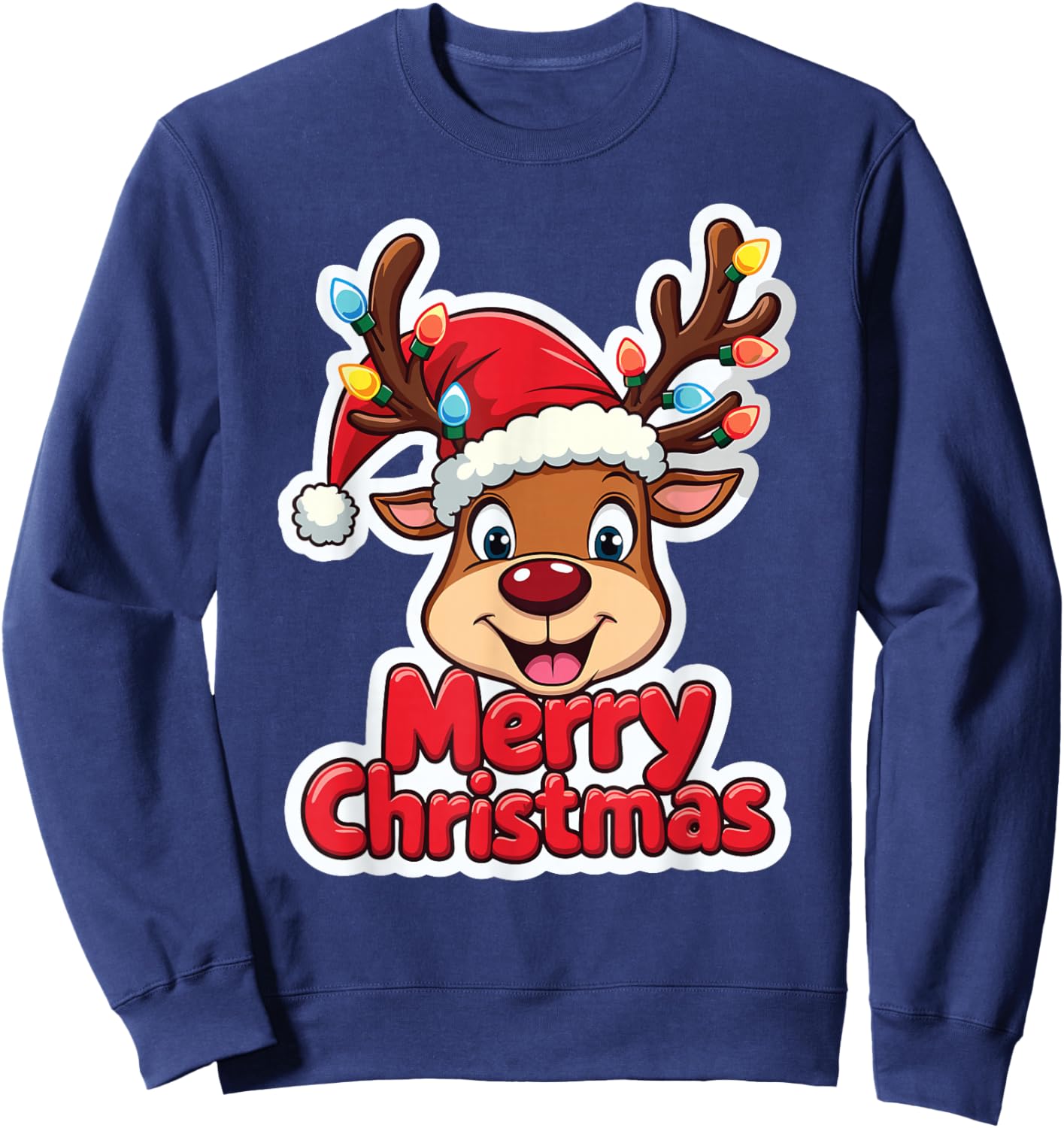 Merry Christmas Reindeer Xmas Family Winter Joy Sweatshirt - Sweatshirt | Navy