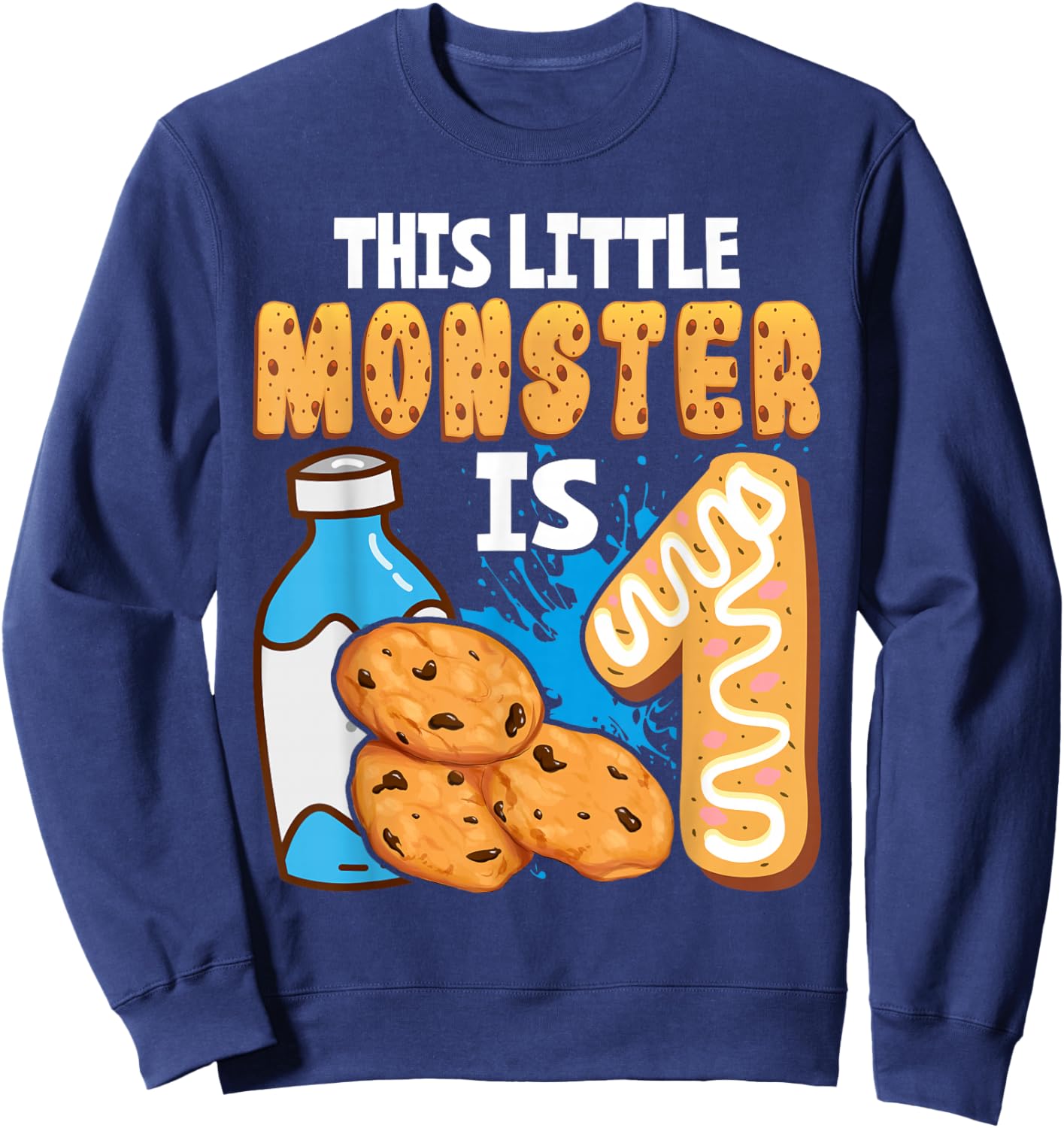 Milk and Cookies 1st Birthday Boy Girl First Birthday Family Sweatshirt - Sweatshirt | Navy