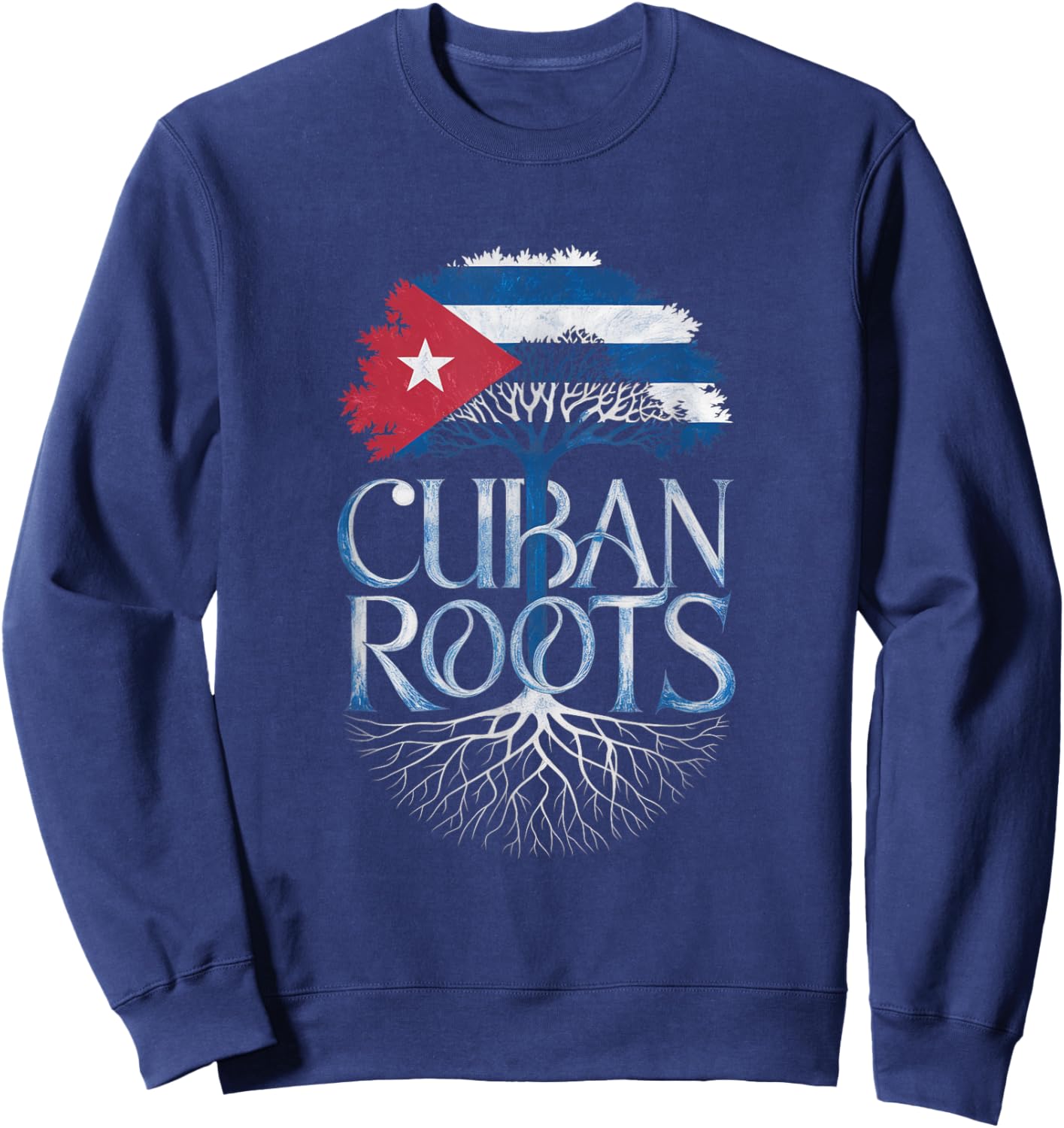 Cuban Roots - Cuba Flag Colors Family Tree Souvenir Sweatshirt - Sweatshirt | Navy