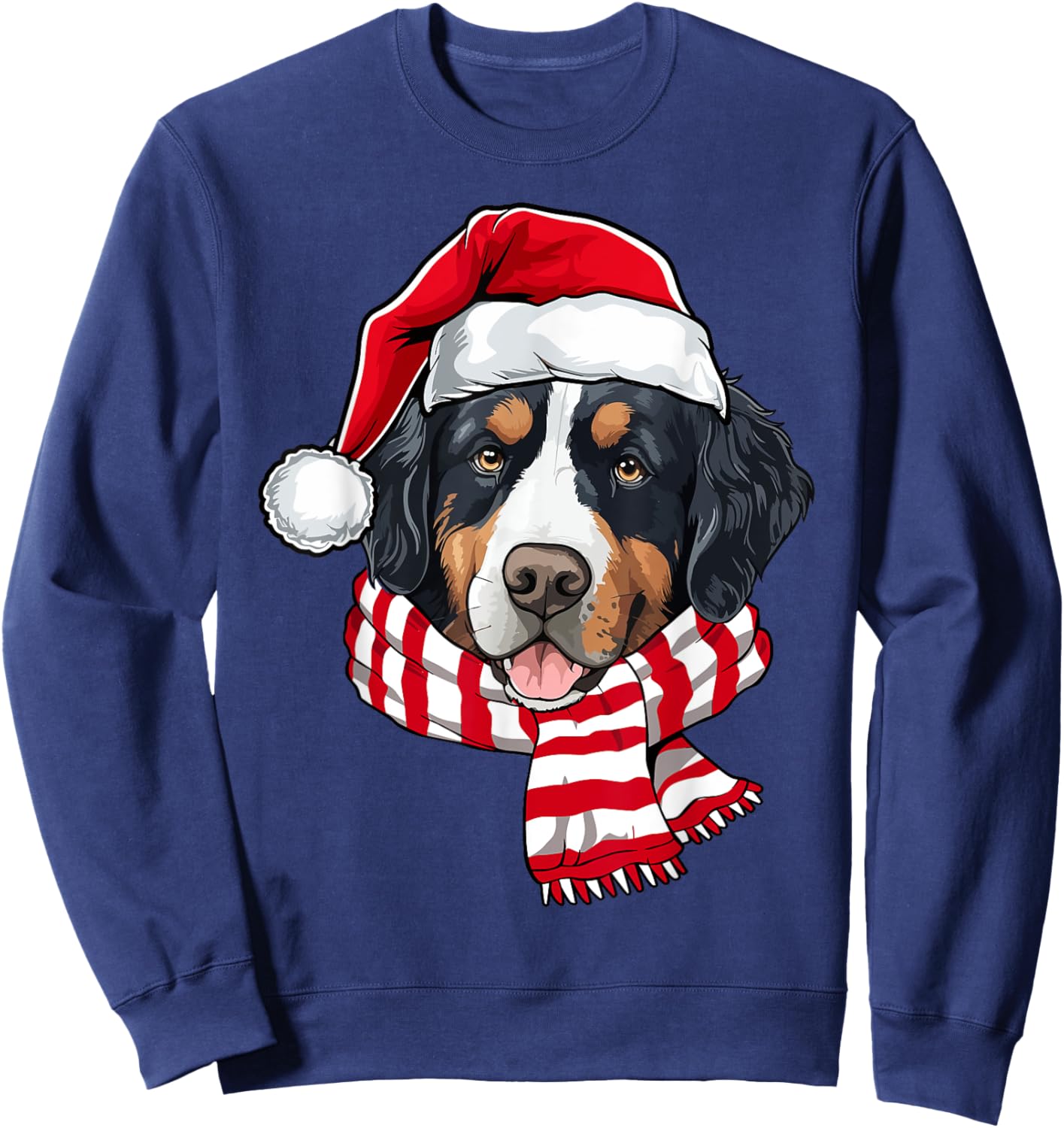 Santa Bernese Mountain Christmas Dog Lover Men Women Kids Sweatshirt - Sweatshirt | Navy