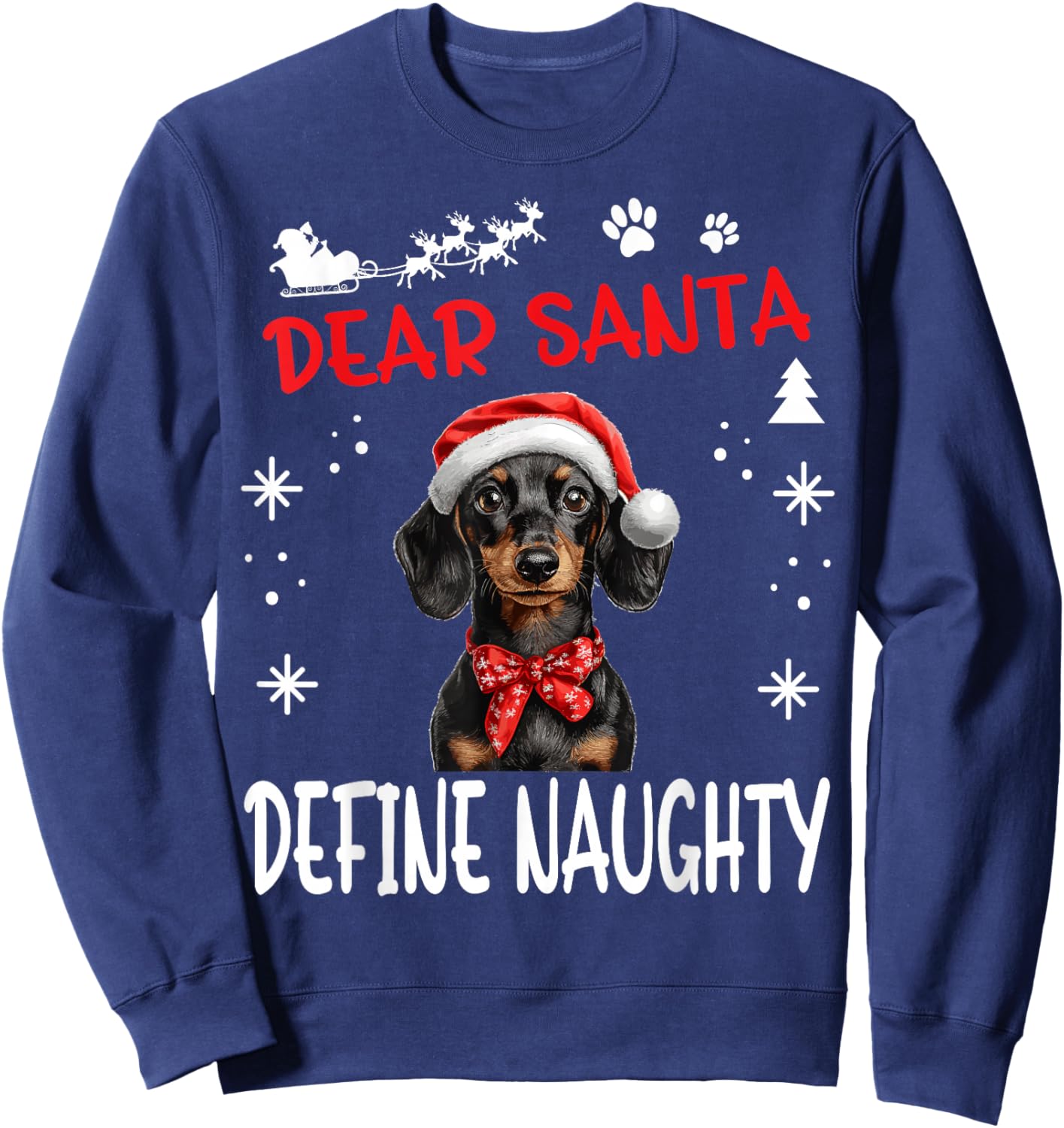 Cute Dachshund Wiener Doxie dog Dog Christmas Dear Santa Sweatshirt - Sweatshirt | Navy