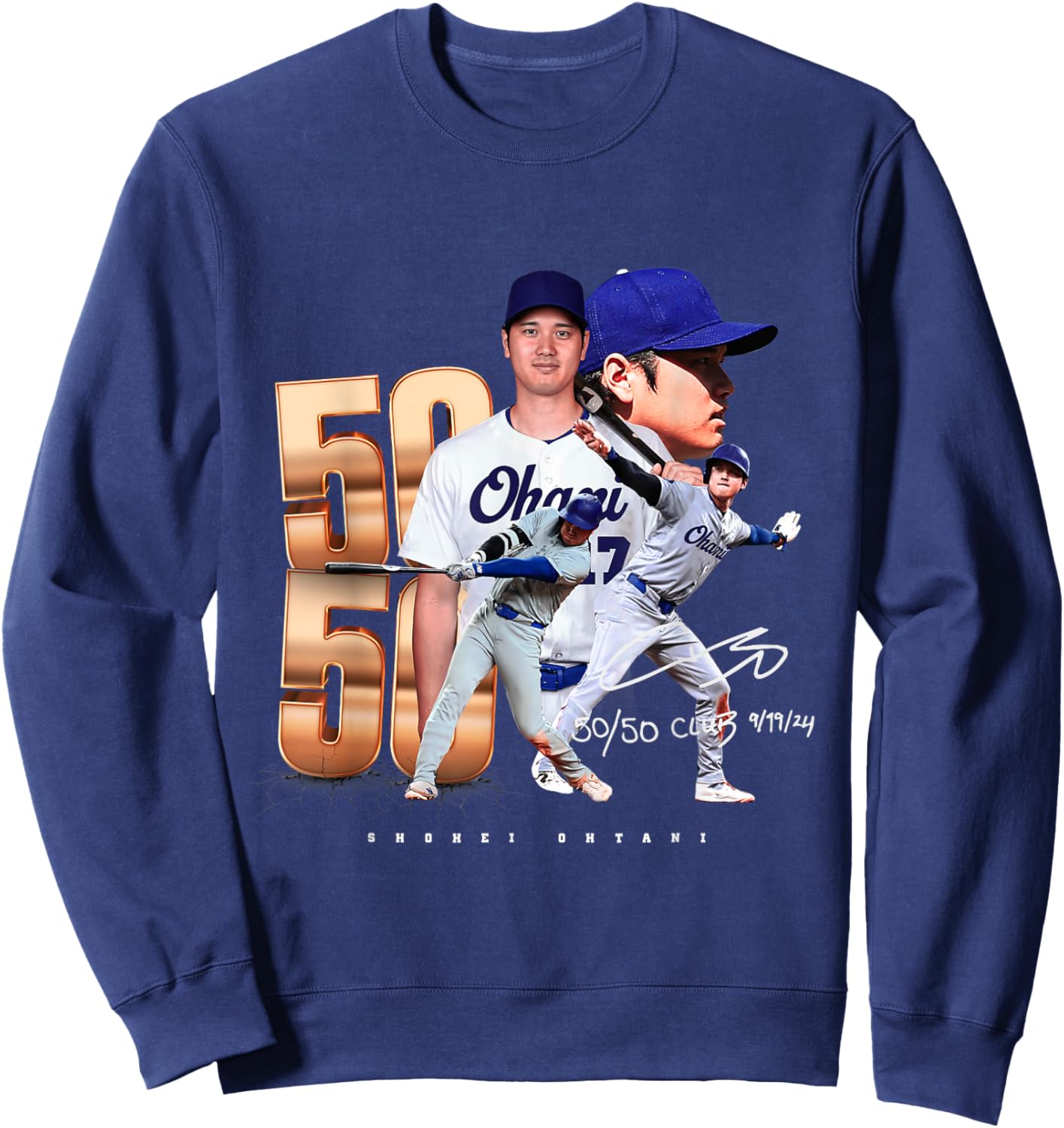 Shohei Ohtani | 50/50 Club | Los Angeles Baseball MLB Player Sweatshirt - Sweatshirt | Navy