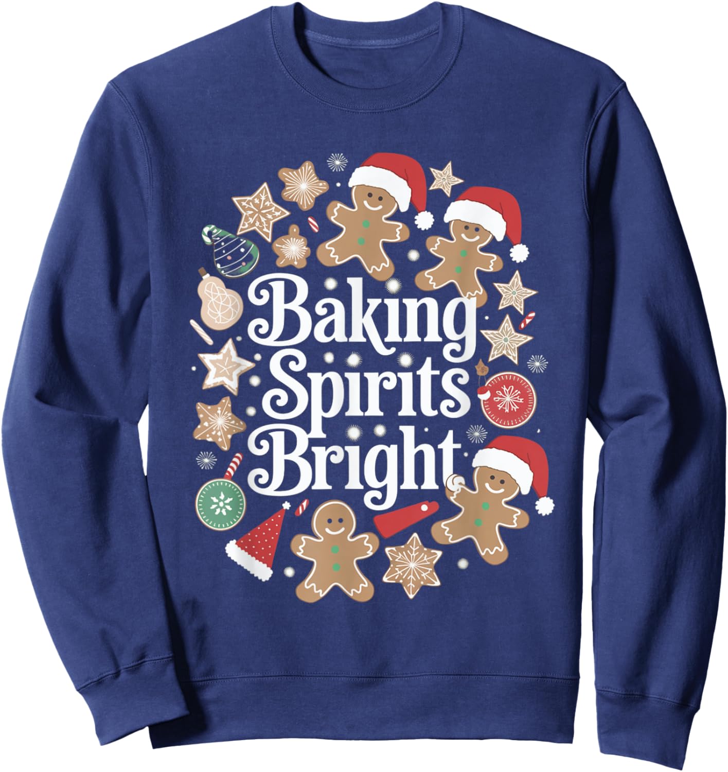 Baking Spirits Bright Gingerbread Christmas Cookies Sweatshirt - Sweatshirt | Navy