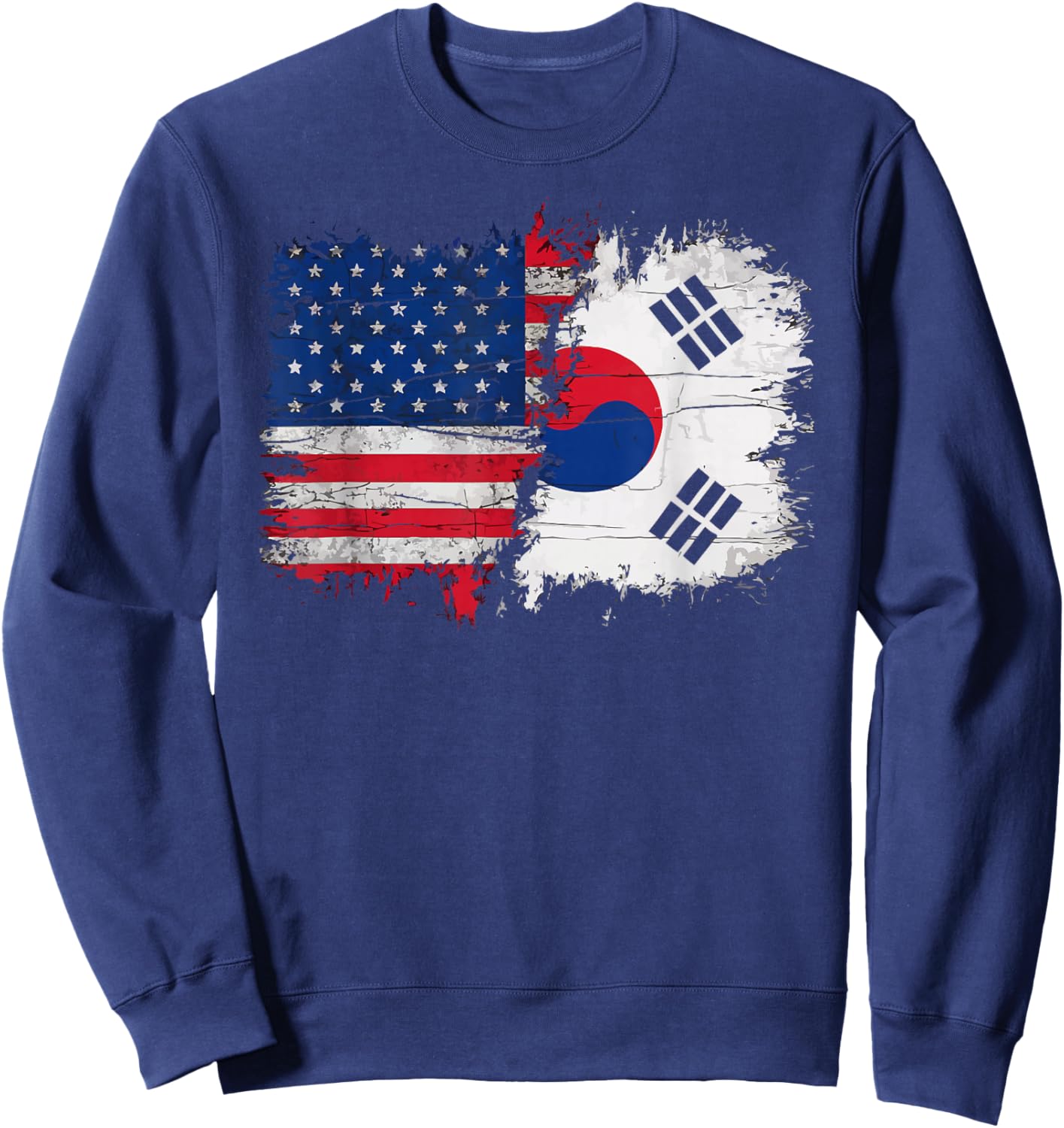 Half American Half Korean USA Flag South Korea America Sweatshirt - Sweatshirt | Navy