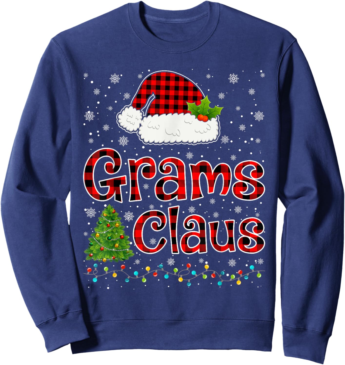 Funny Grams Claus Christmas Lights Xmas Pajama Family Sweatshirt - Sweatshirt | Navy
