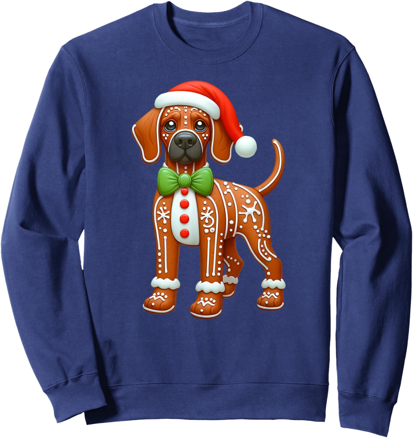 Gingerbread Man Rhodesian Ridgeback Christmas Sweatshirt - Sweatshirt | Navy